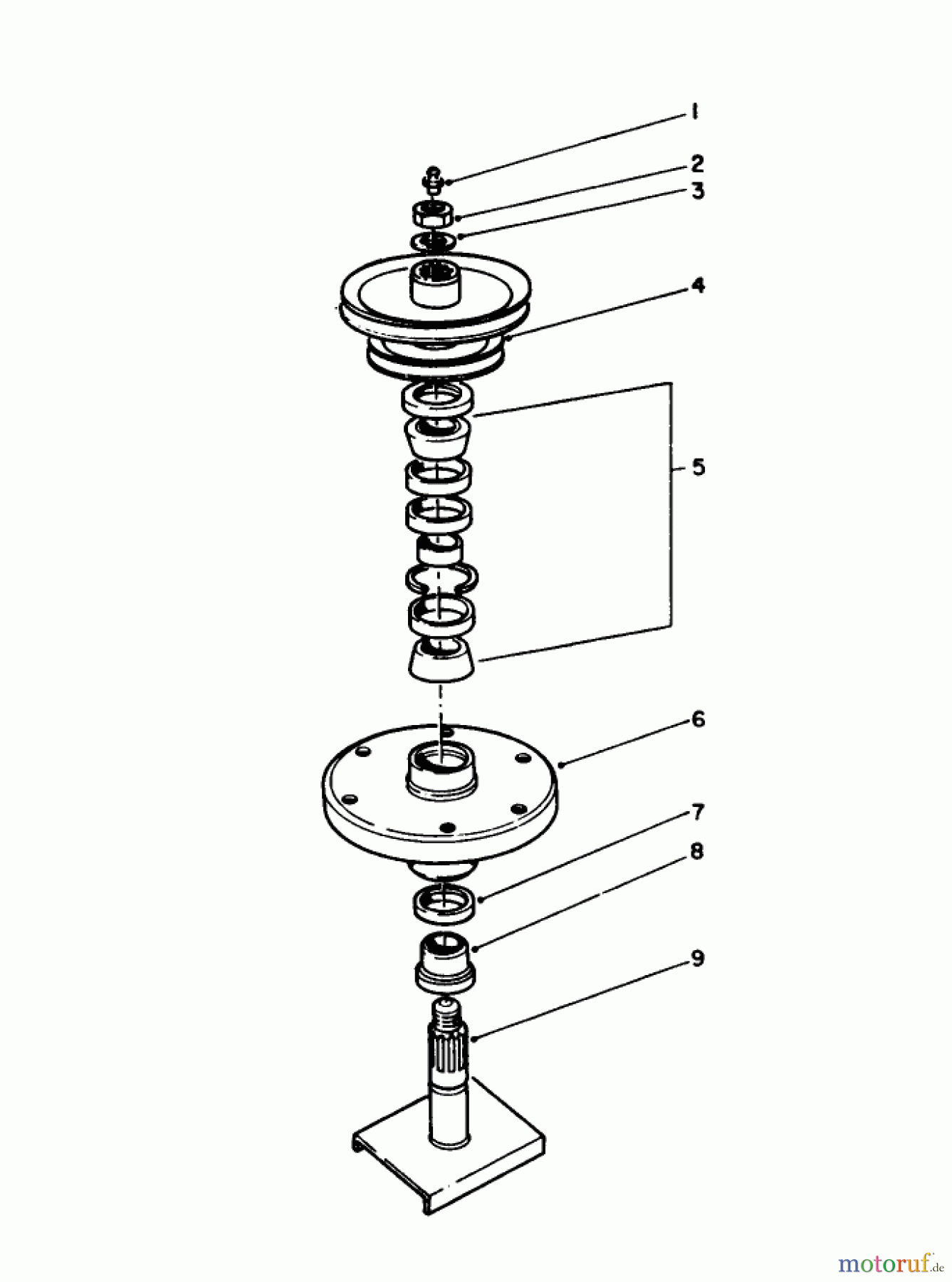 Toro Neu Mowers, Rear-Engine Rider 55620 - Toro HMR-1600, 1989 (9000001-9999999) DRIVE SPINDLE NO. 54-7781