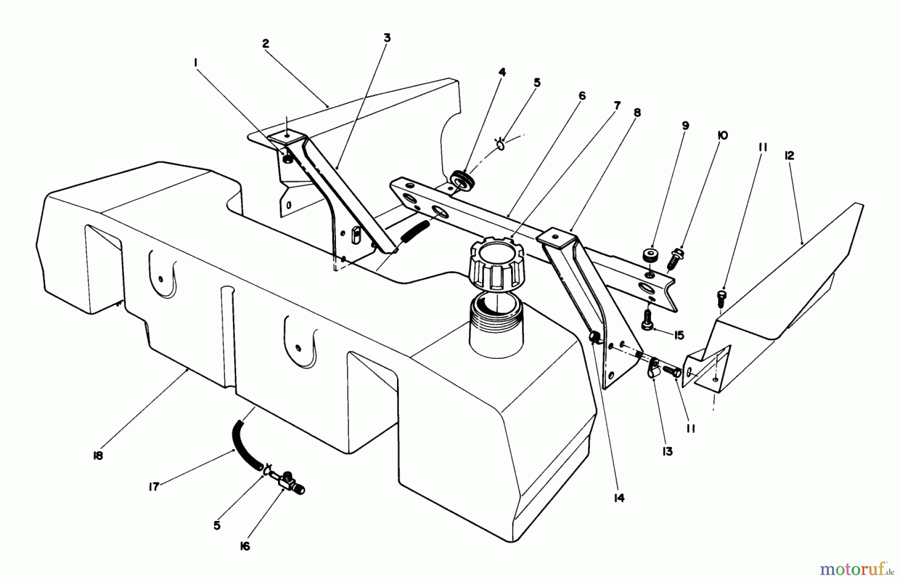 Toro Neu Mowers, Rear-Engine Rider 55620 - Toro HMR-1600, 1989 (9000001-9999999) FUEL TANK ASSEMBLY