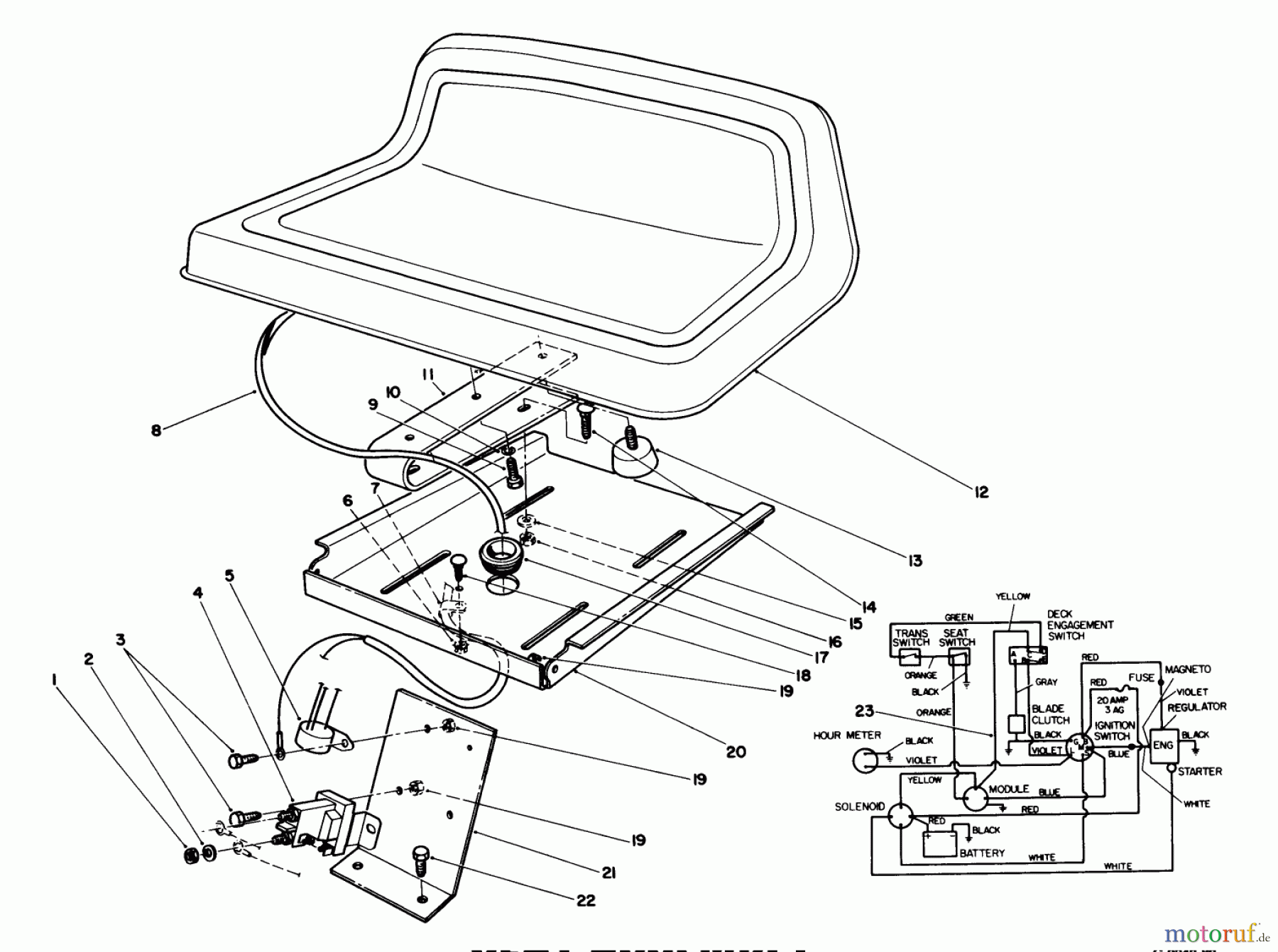 Toro Neu Mowers, Rear-Engine Rider 55620 - Toro HMR-1600, 1989 (9000001-9999999) SEAT ASSEMBLY