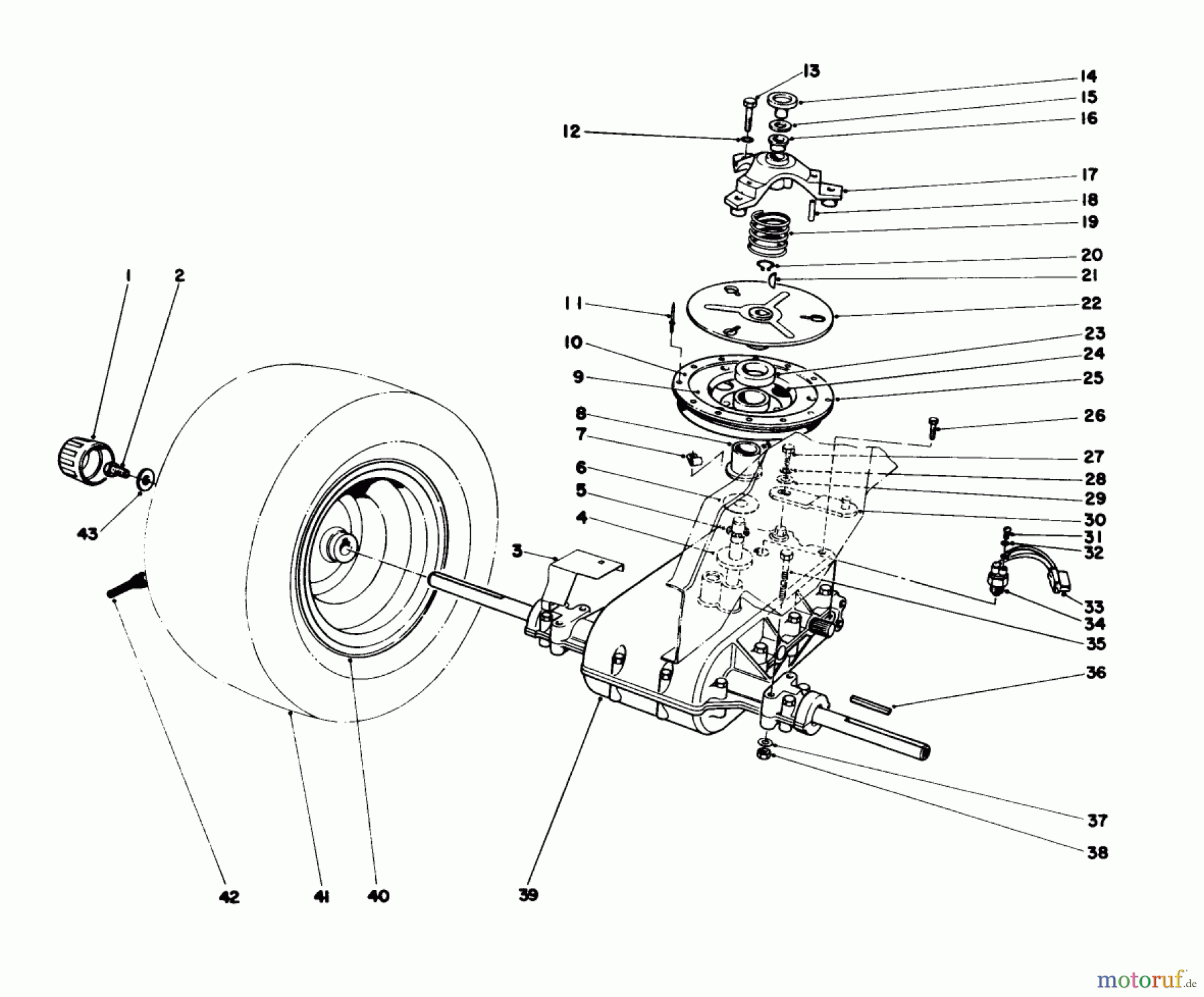 Toro Neu Mowers, Lawn & Garden Tractor Seite 1 57354 (11-44) - Toro 11-44 Pro Lawn Tractor, 1986 (6000001-6999999) TRANSAXLE & CLUTCH ASSEMBLY