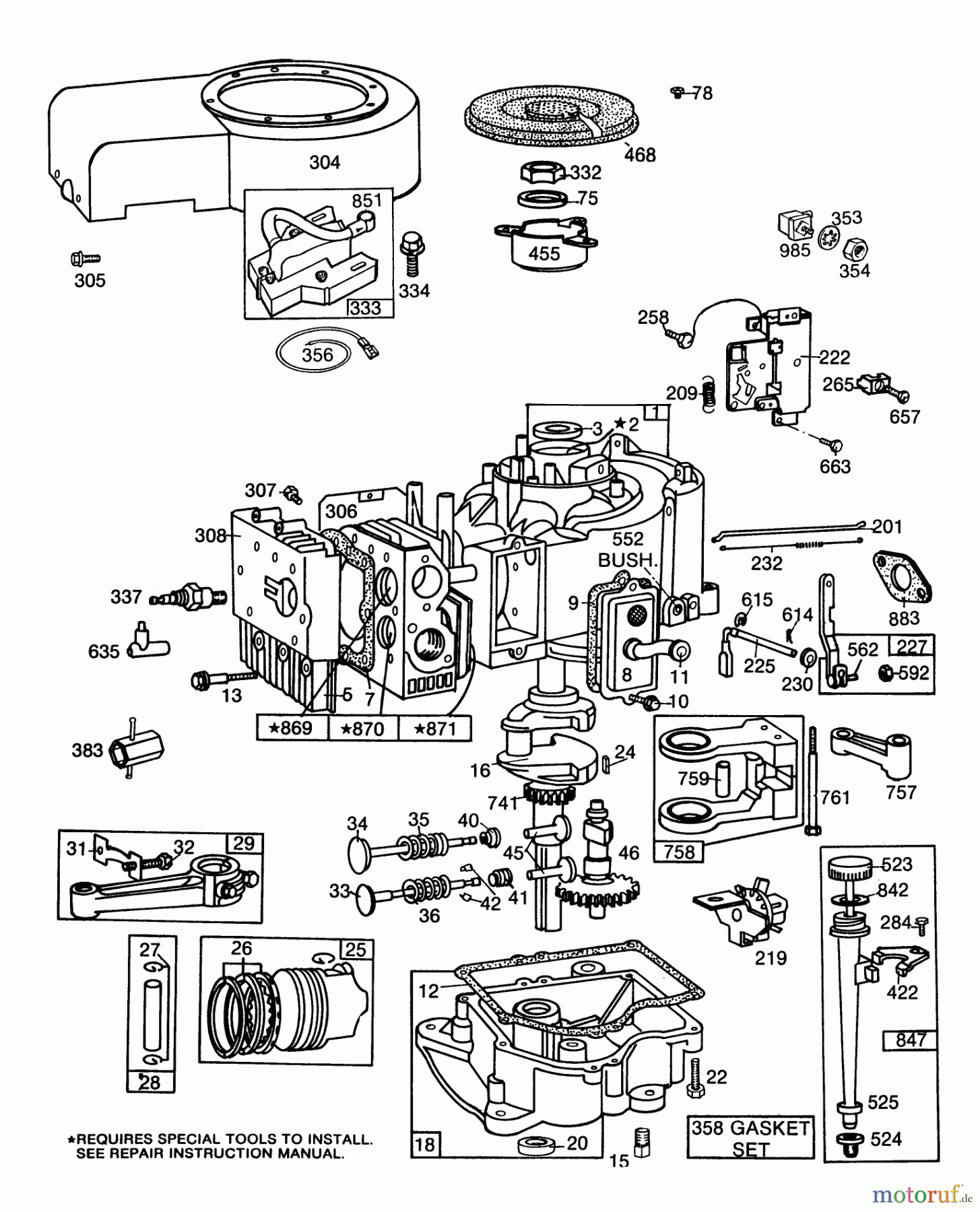  Toro Neu Mowers, Lawn & Garden Tractor Seite 1 57365 (11-38) - Toro 11-38 Pro Lawn Tractor, 1986 (6000001-6999999) ENGINE BRIGGS & STRATTON MODEL 253707-0157-01 #2