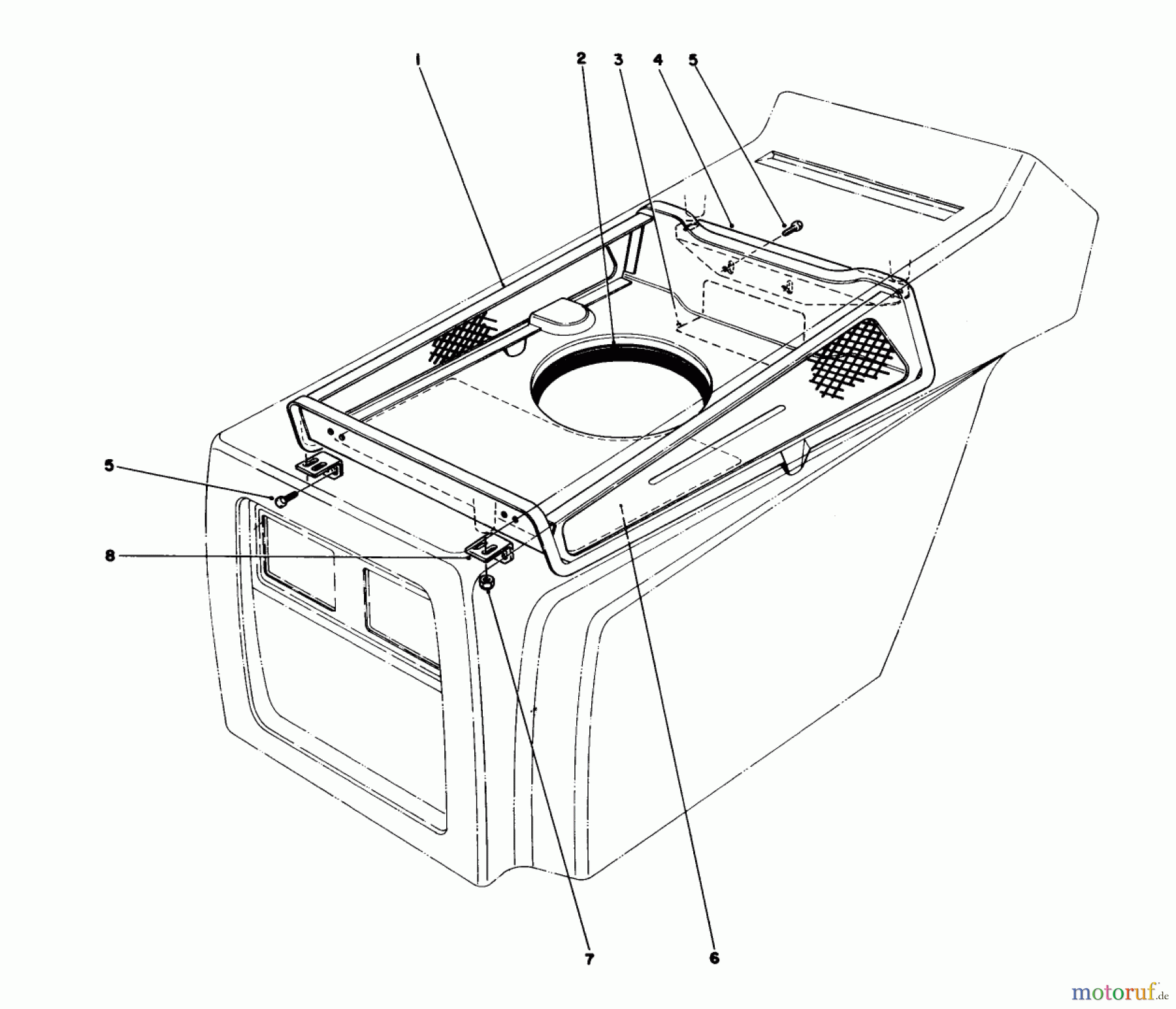  Toro Neu Mowers, Lawn & Garden Tractor Seite 1 57365 (11-38) - Toro 11-38 Pro Lawn Tractor, 1986 (6000001-6999999) HOOD DUCT ASSEMBLY