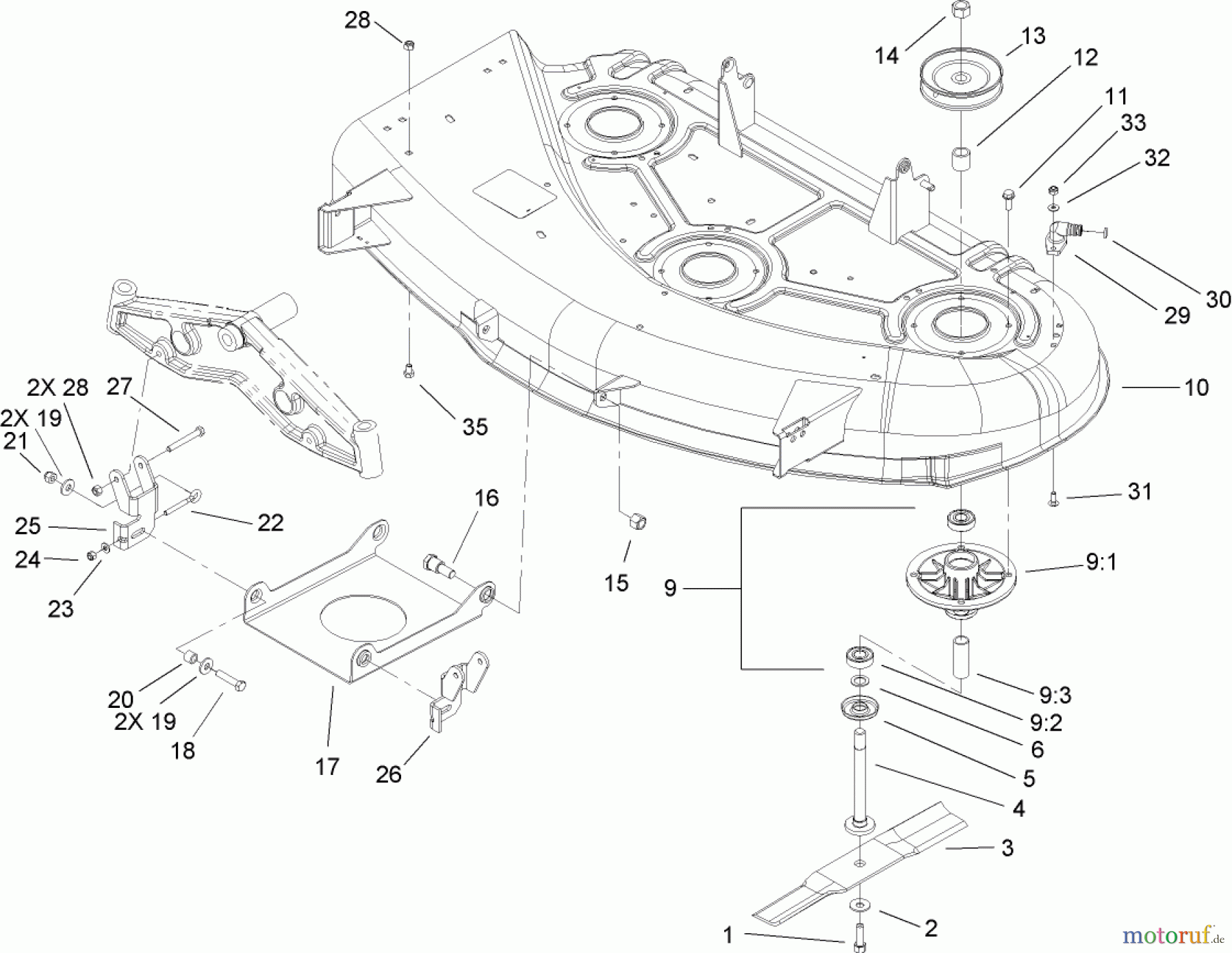 Toro Neu Mowers, Deck Assembly Only 79110 - Toro 44
