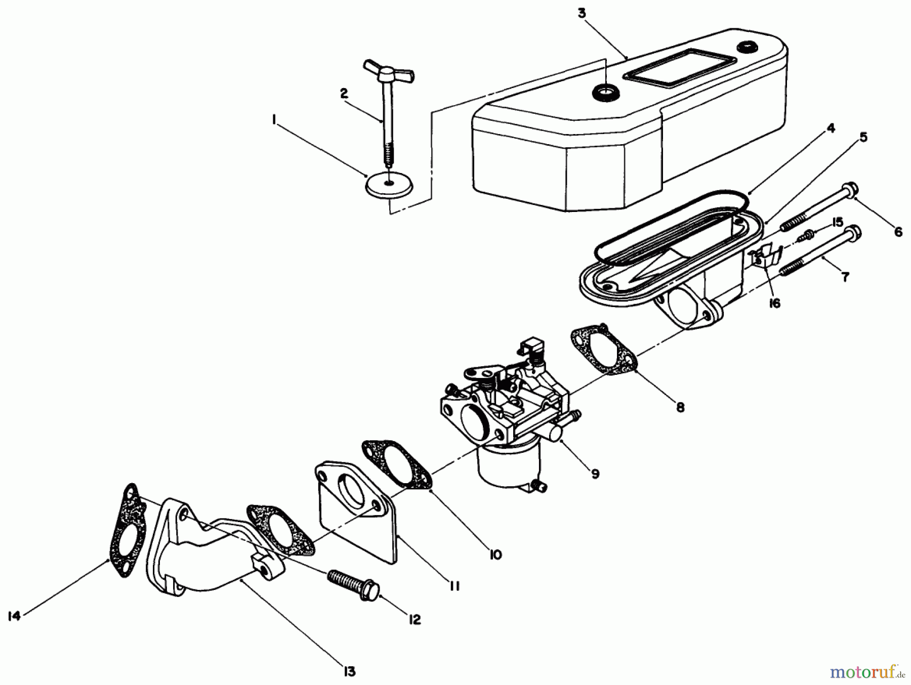 Toro Neu Mowers, Drive Unit Only 30106 - Toro Mid-Size Proline Gear Traction Unit, 12.5 hp, 1991 (1000001-1999999) AIR CLEANER & CARBURETOR ASSEMBLY