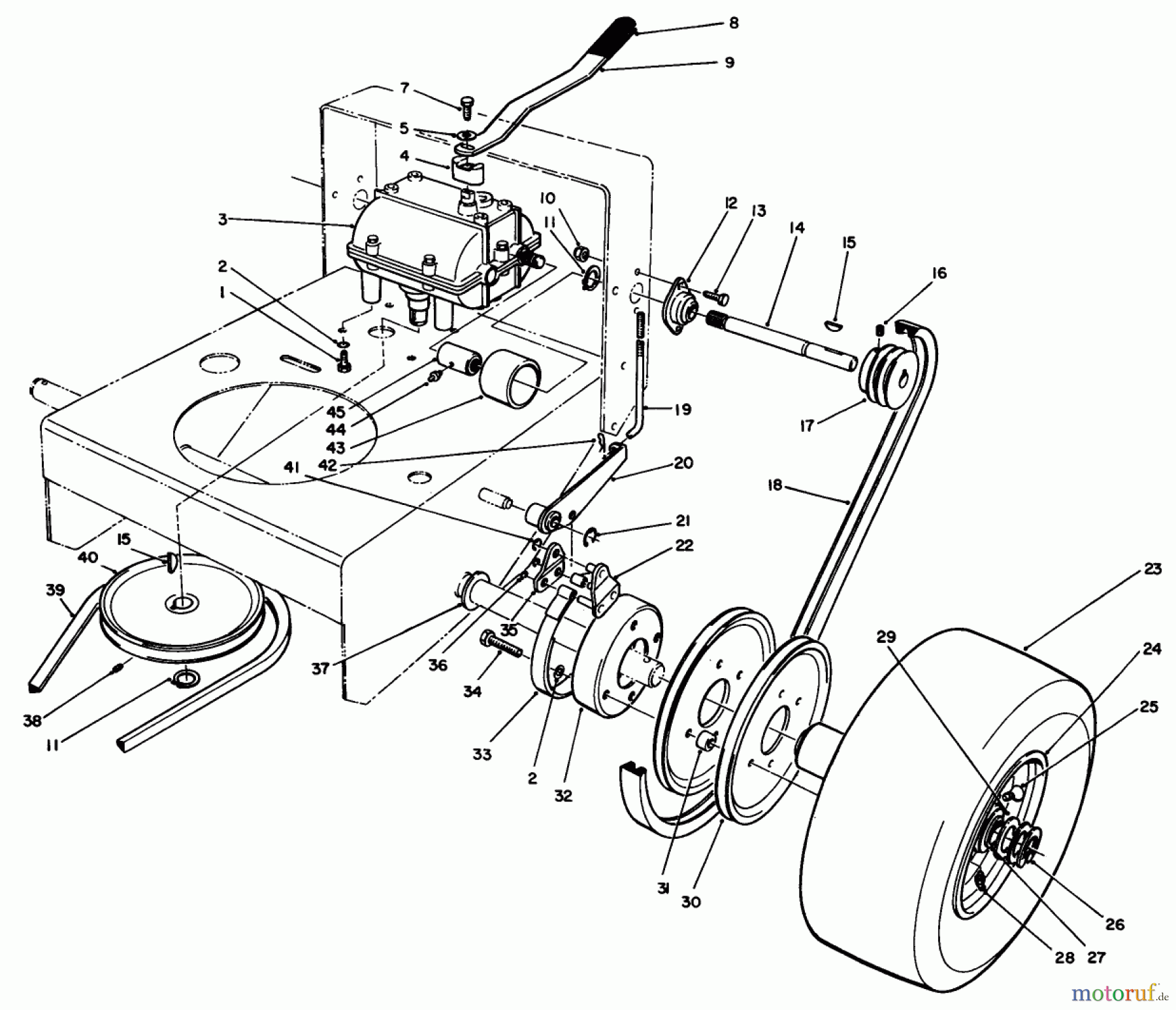 Toro Neu Mowers, Drive Unit Only 30106 - Toro Mid-Size Proline Gear Traction Unit, 12.5 hp, 1991 (1000001-1999999) AXLE ASSEMBLY