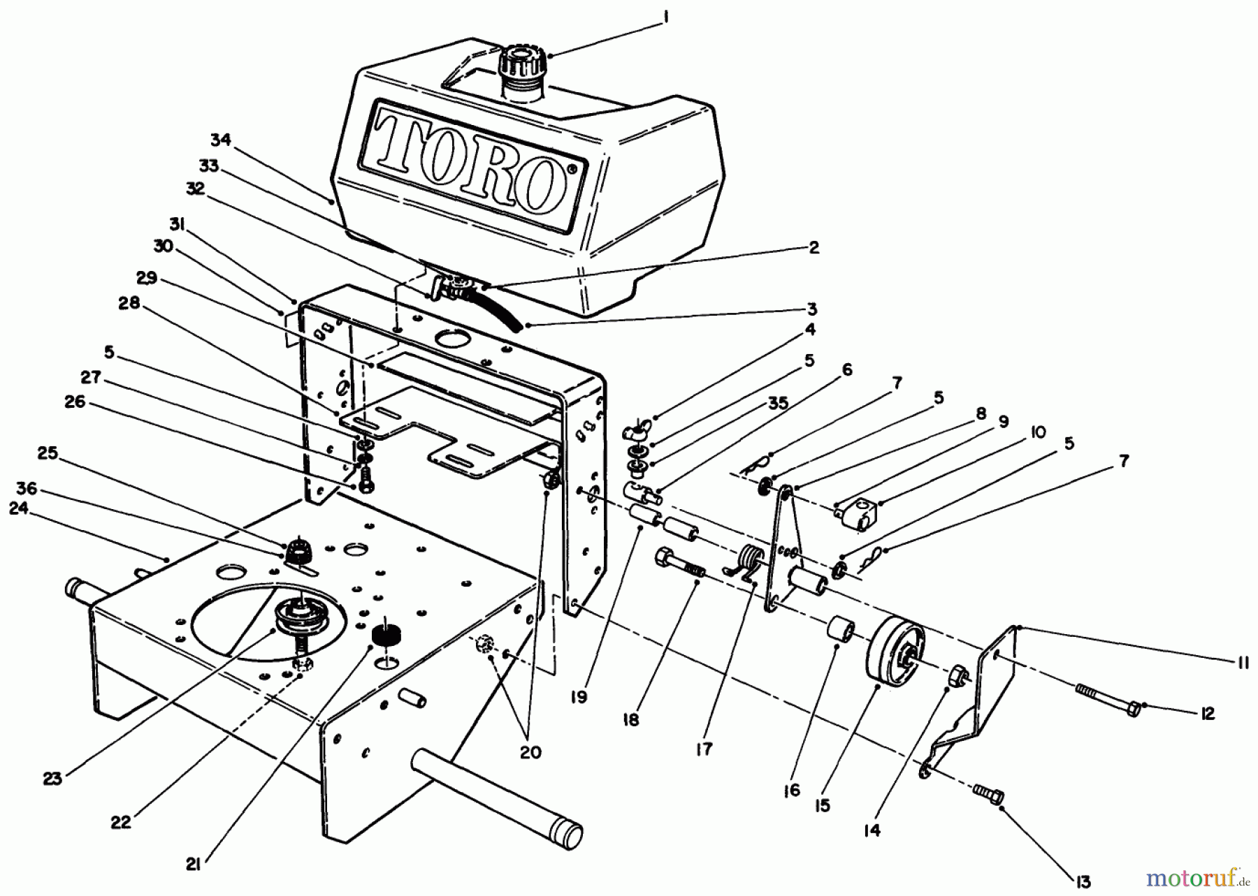 Toro Neu Mowers, Drive Unit Only 30106 - Toro Mid-Size Proline Gear Traction Unit, 12.5 hp, 1991 (1000001-1999999) FRAME ASSEMBLY
