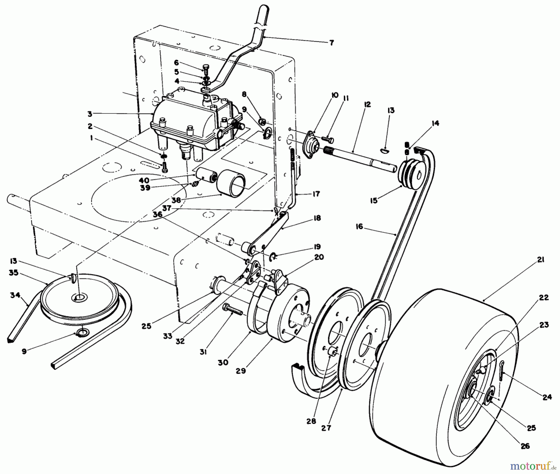  Toro Neu Mowers, Drive Unit Only 30108 - Toro Mid-Size Proline Gear Traction Unit, 8 hp, 1984 (4000001-4999999) AXLE ASSEMBLY
