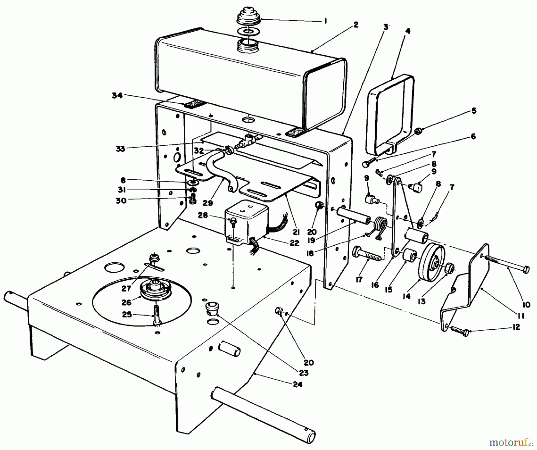 Toro Neu Mowers, Drive Unit Only 30108 - Toro Mid-Size Proline Gear Traction Unit, 8 hp, 1984 (4000001-4999999) FRAME ASSEMBLY