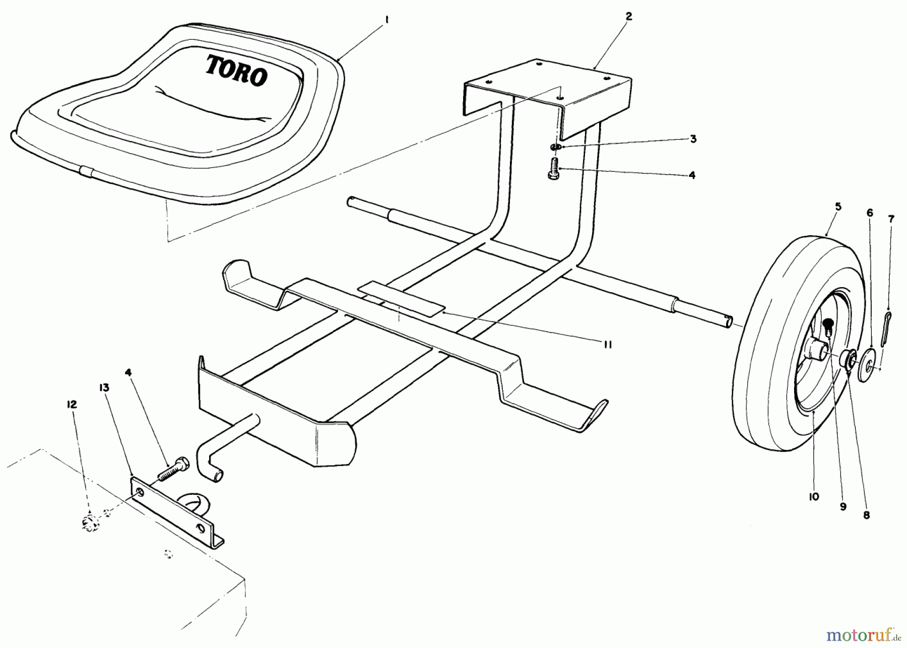  Toro Neu Mowers, Drive Unit Only 30111 - Toro Mid-Size Proline Gear Traction Unit, 11 hp, 1987 (7000001-7999999) SULKY KIT MODEL NO. 30122 (OPTIONAL)