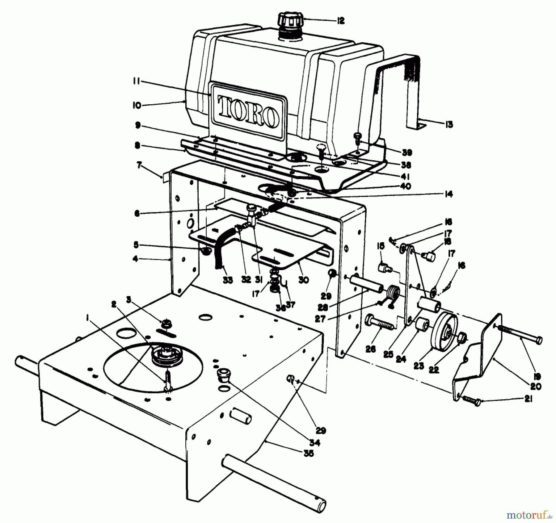 Toro Neu Mowers, Drive Unit Only 30112 - Toro Mid-Size Proline Gear Traction Unit, 12.5 hp, 1988 (8000001-8999999) FRAME ASSEMBLY