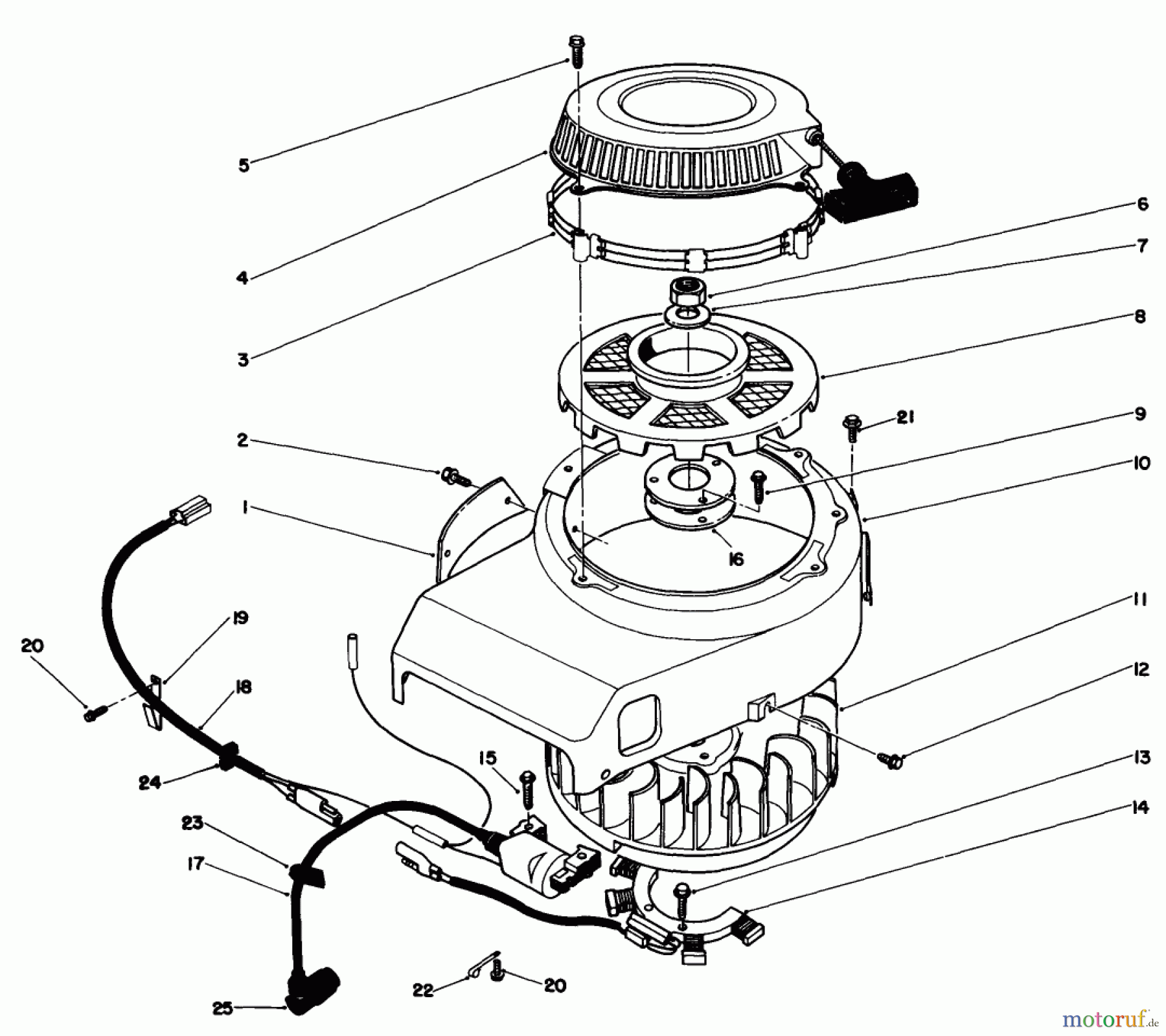 Toro Neu Mowers, Drive Unit Only 30112 - Toro Mid-Size Proline Gear Traction Unit, 12.5 hp, 1989 (9000001-9999999) RECOIL AND FLYWHEEL ASSEMBLY