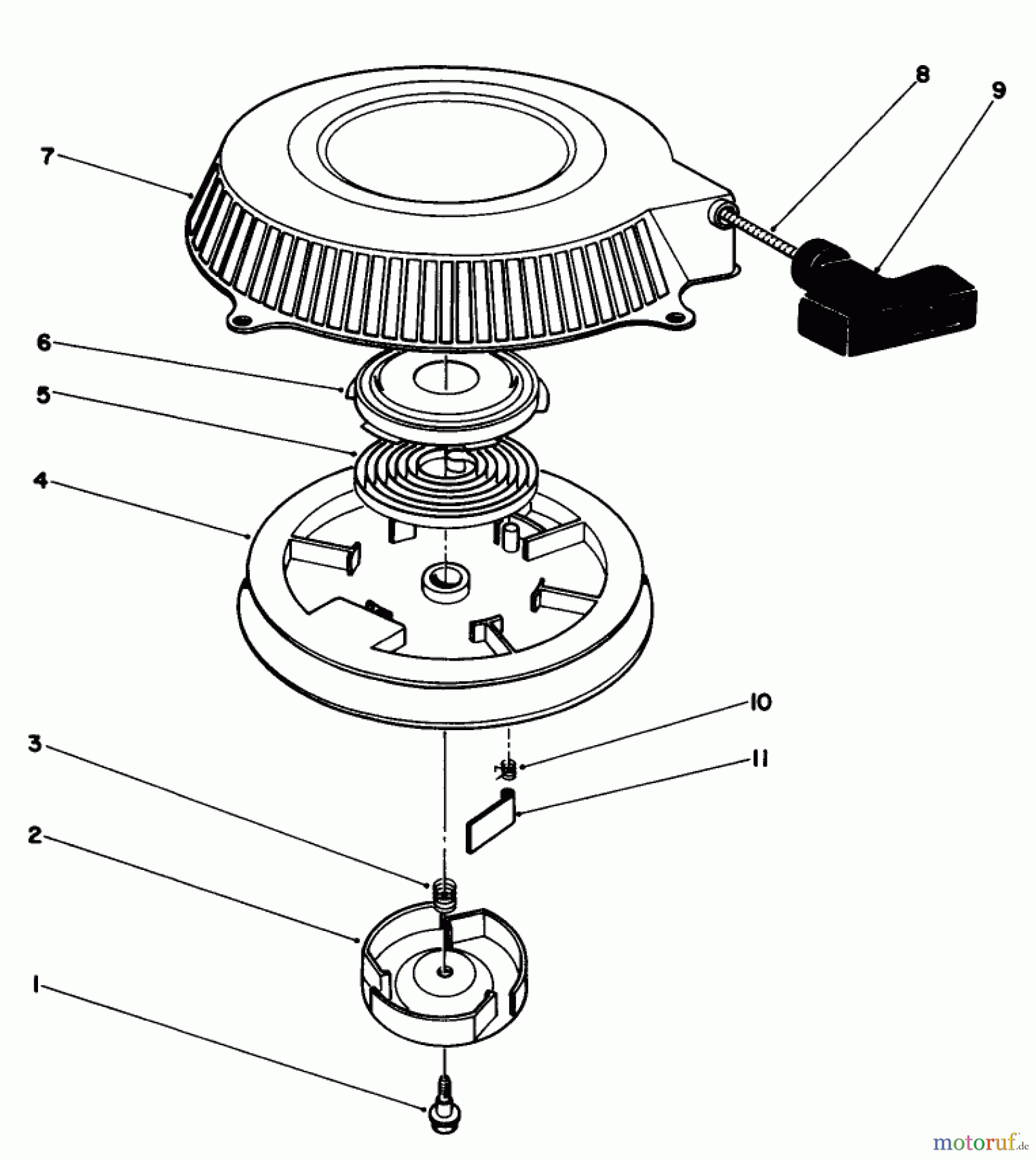 Toro Neu Mowers, Drive Unit Only 30112 - Toro Mid-Size Proline Gear Traction Unit, 12.5 hp, 1989 (9000001-9999999) RECOIL ASSEMBLY