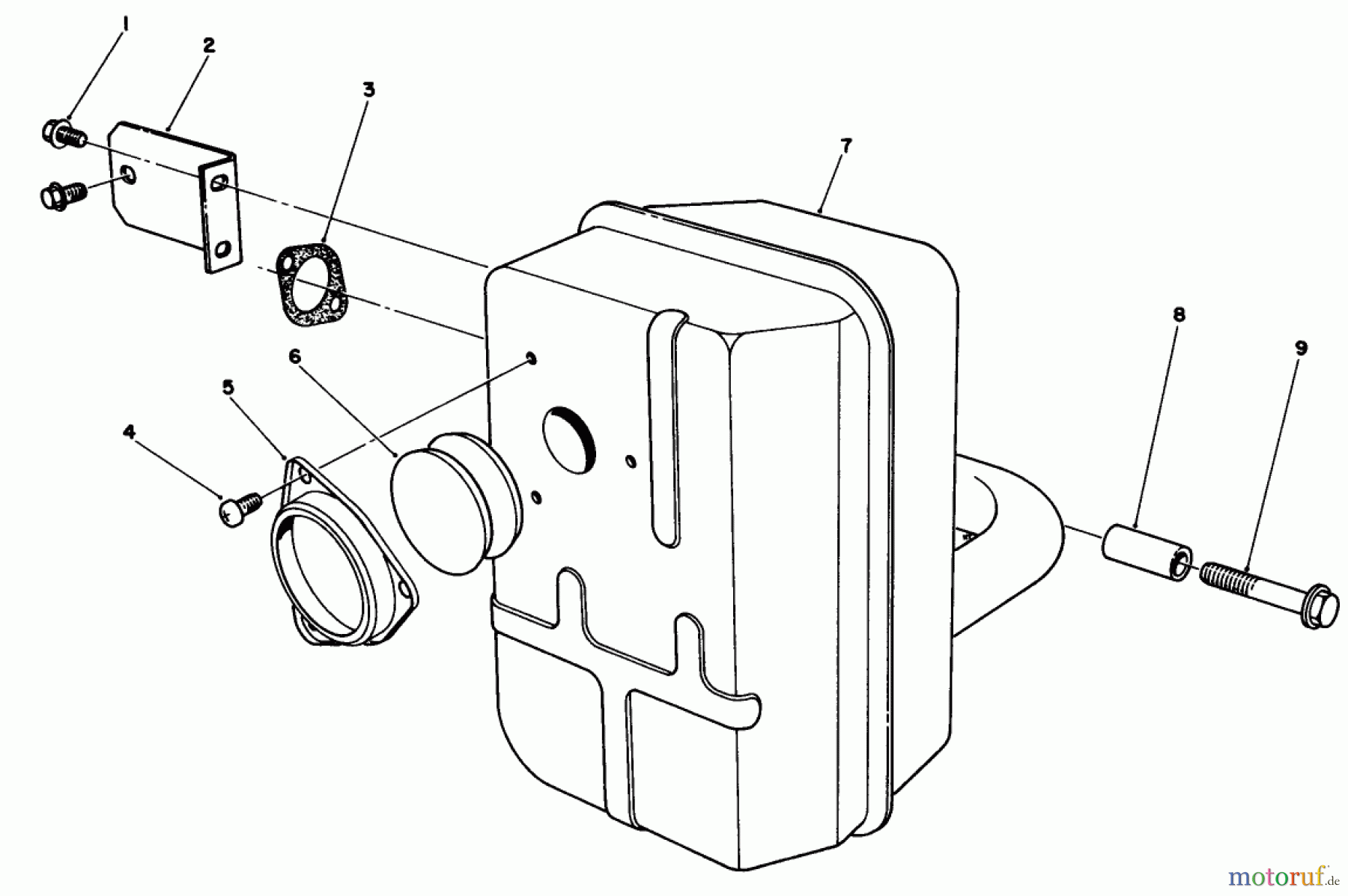  Toro Neu Mowers, Drive Unit Only 30112 - Toro Mid-Size Proline Gear Traction Unit, 12.5 hp, 1990 (0000001-0999999) MUFFLER ASSEMBLY
