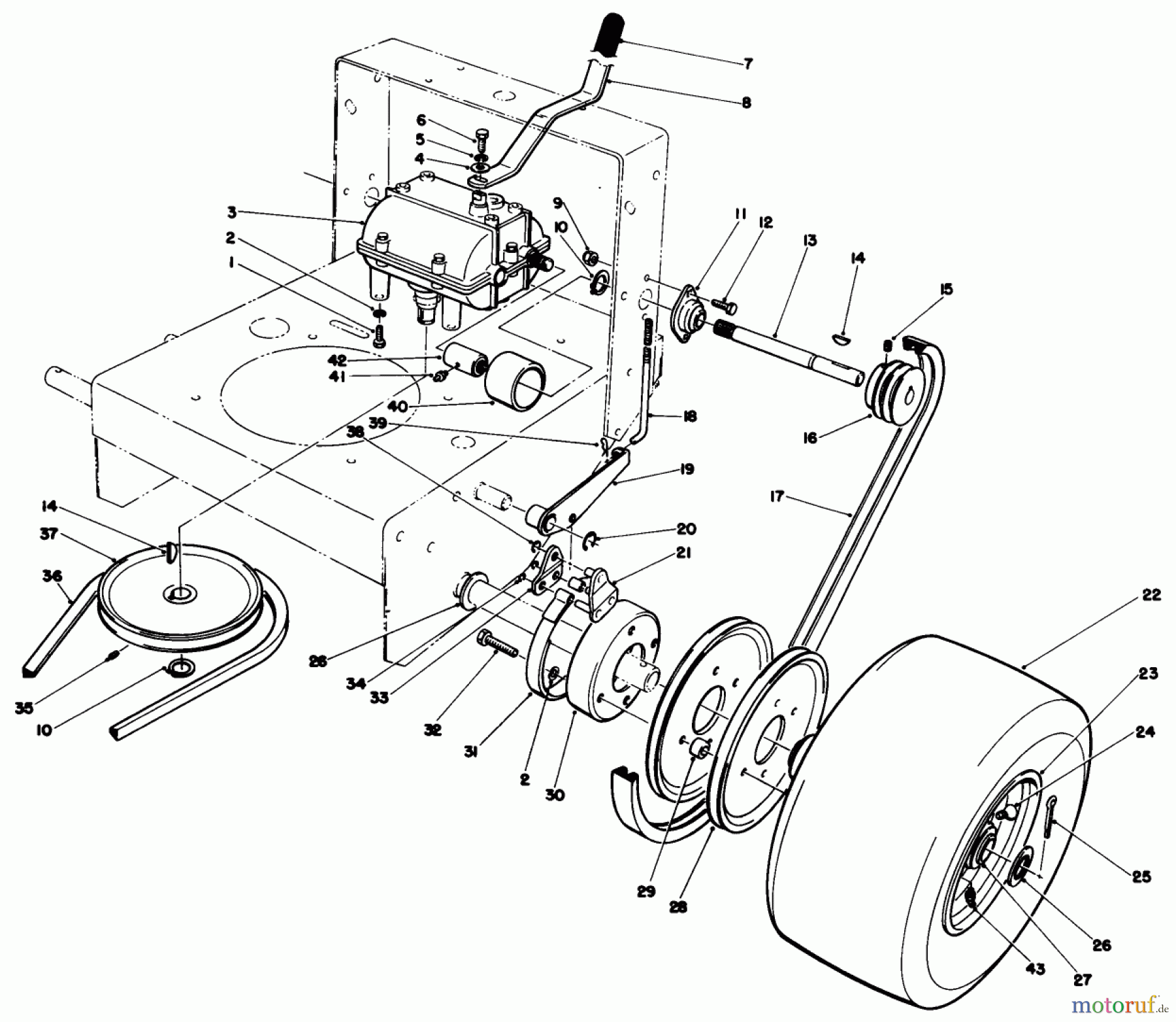 Toro Neu Mowers, Drive Unit Only 30113 - Toro Mid-Size Proline Gear Traction Unit, 8 hp, 1988 (8000001-8999999) AXLE ASSEMBLY