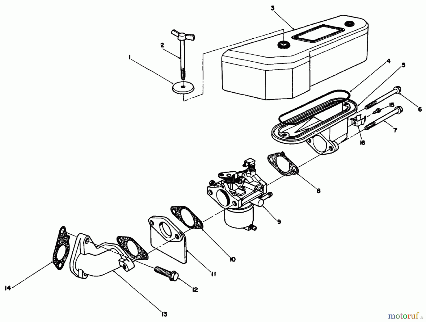 Toro Neu Mowers, Drive Unit Only 30115 - Toro Mid-Size Proline Gear Traction Unit, 12.5 hp, 1989 (9000001-9999999) AIR CLEANER & CARBURETOR ASSEMBLY