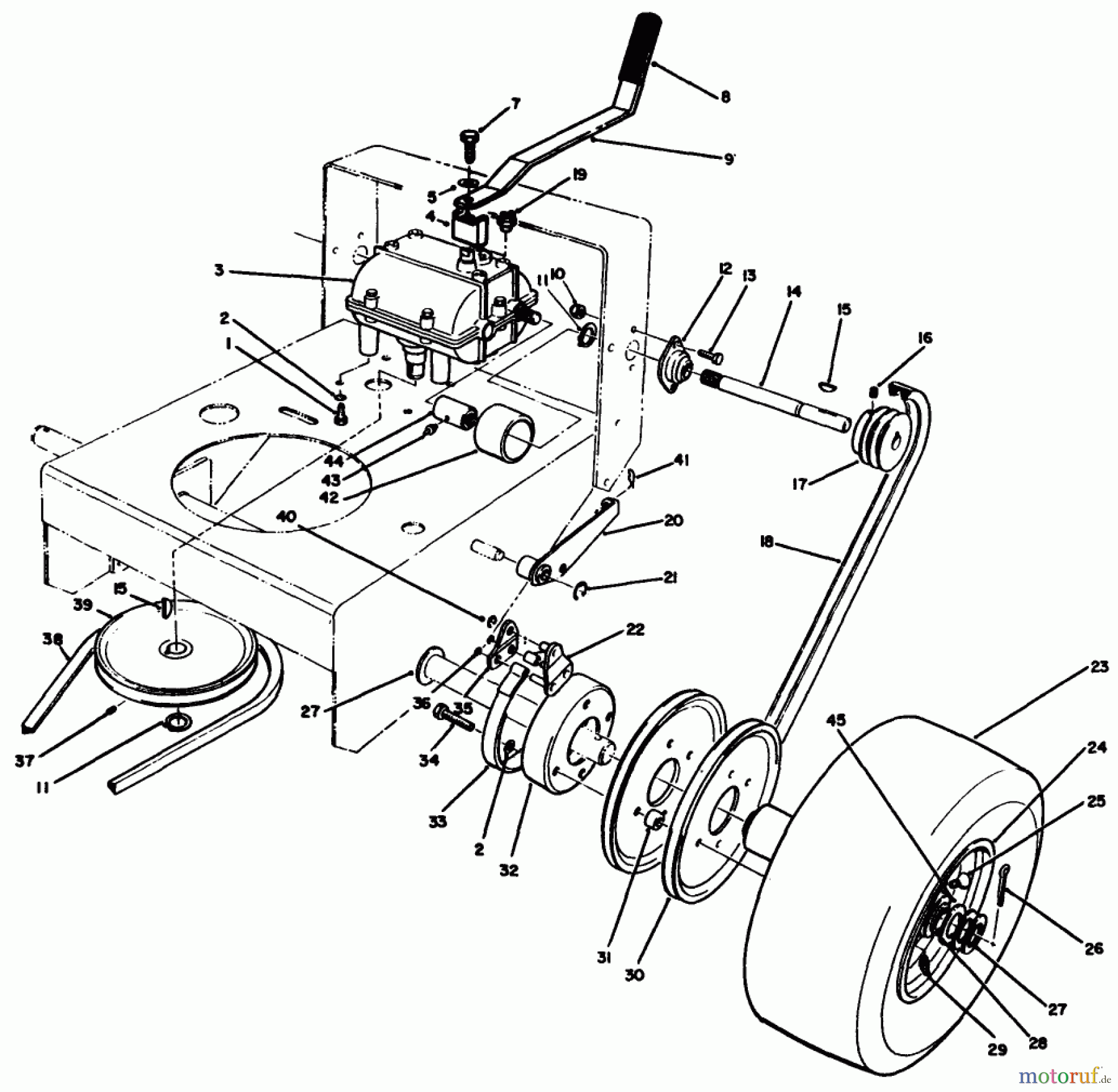 Toro Neu Mowers, Drive Unit Only 30115 - Toro Mid-Size Proline Gear Traction Unit, 12.5 hp, 1989 (9000001-9999999) AXLE ASSEMBLY