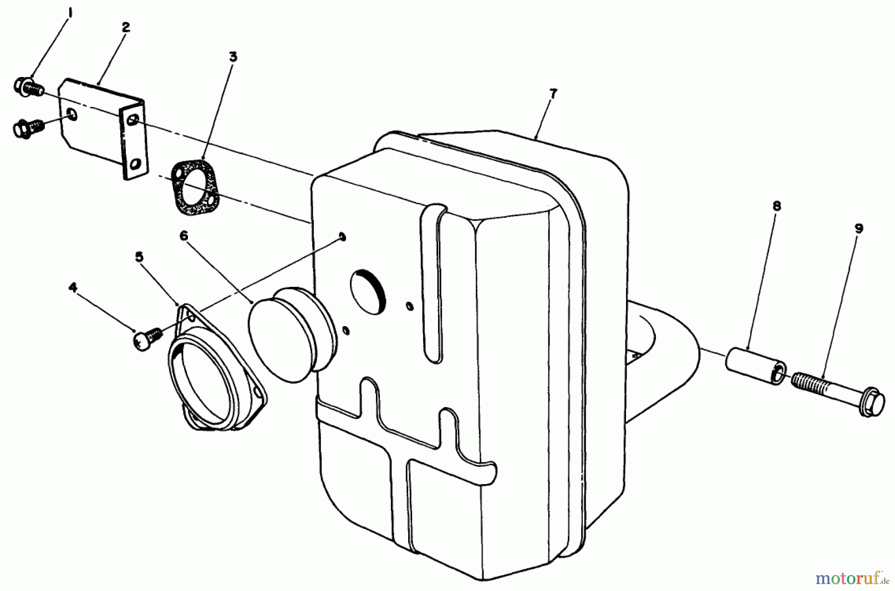 Toro Neu Mowers, Drive Unit Only 30115 - Toro Mid-Size Proline Gear Traction Unit, 12.5 hp, 1989 (9000001-9999999) MUFFLER ASSEMBLY