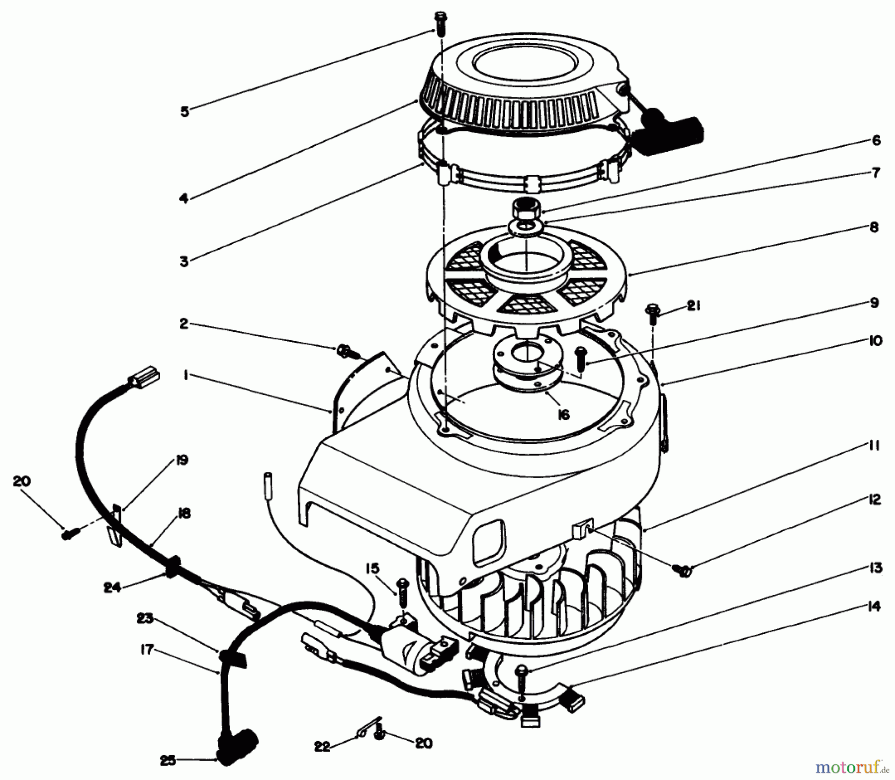 Toro Neu Mowers, Drive Unit Only 30115 - Toro Mid-Size Proline Gear Traction Unit, 12.5 hp, 1989 (9000001-9999999) RECOIL & FLYWHEEL ASSEMBLY