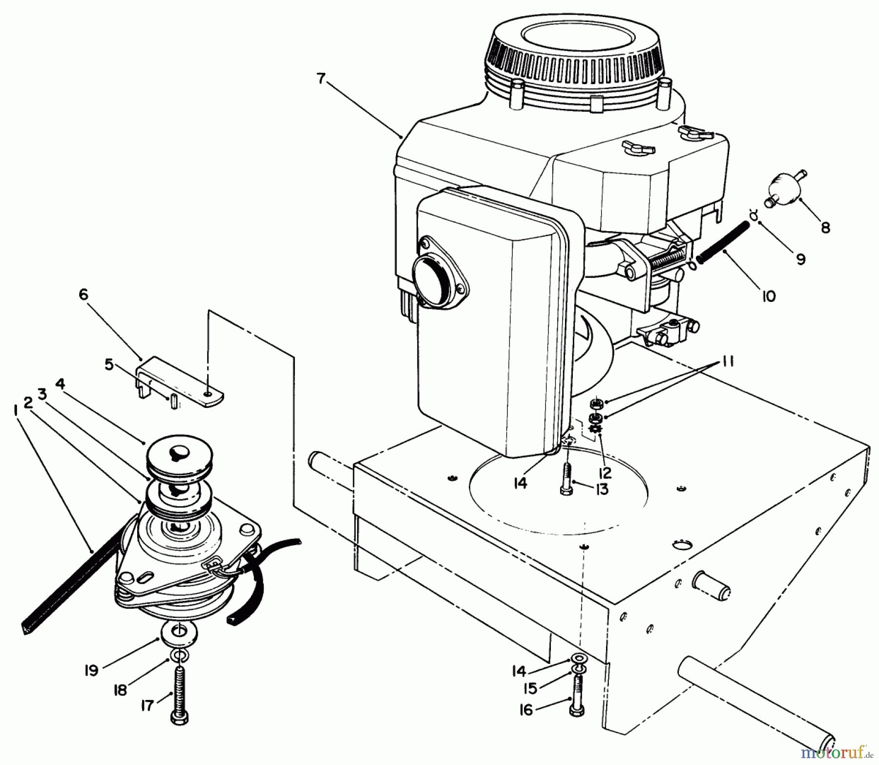 Toro Neu Mowers, Drive Unit Only 30115 - Toro Mid-Size Proline Gear Traction Unit, 12.5 hp, 1990 (0000001-0999999) ENGINE & CLUTCH ASSEMBLY