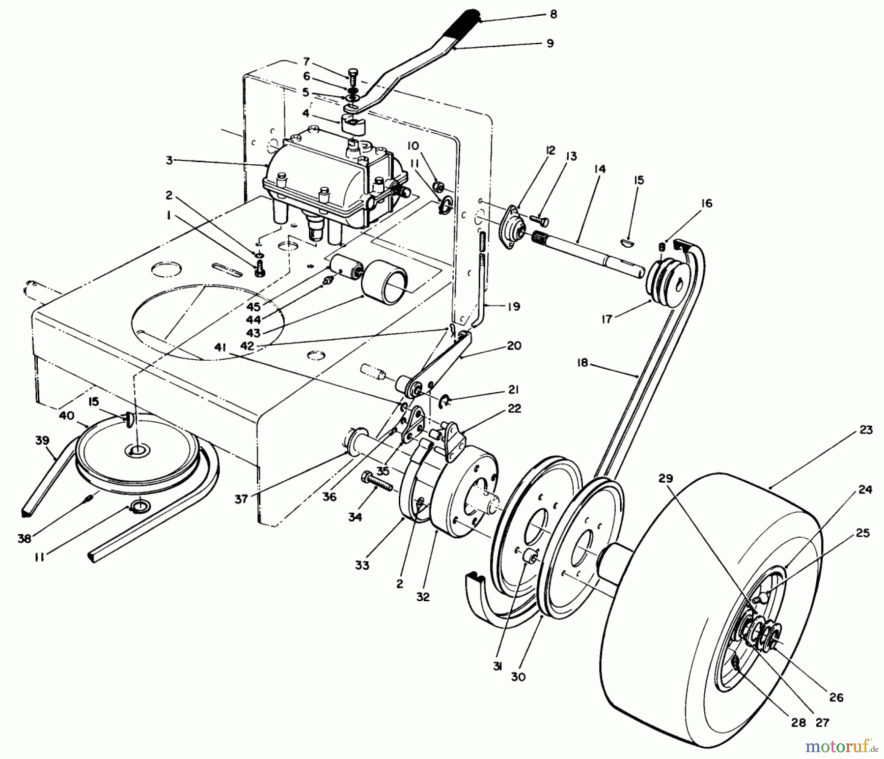 Toro Neu Mowers, Drive Unit Only 30117 - Toro Mid-Size Proline Gear Traction Unit, 16 hp, 1990 (0000001-0999999) AXLE ASSEMBLY