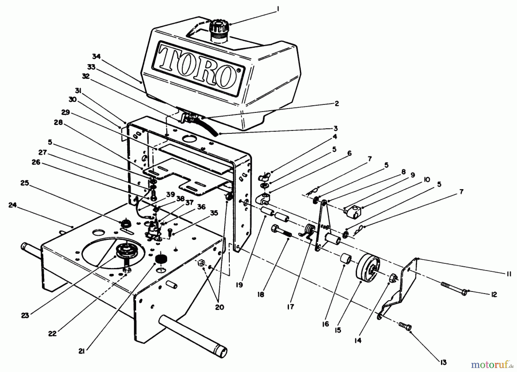  Toro Neu Mowers, Drive Unit Only 30117 - Toro Mid-Size Proline Gear Traction Unit, 16 hp, 1990 (0000001-0999999) FRAME ASSEMBLY