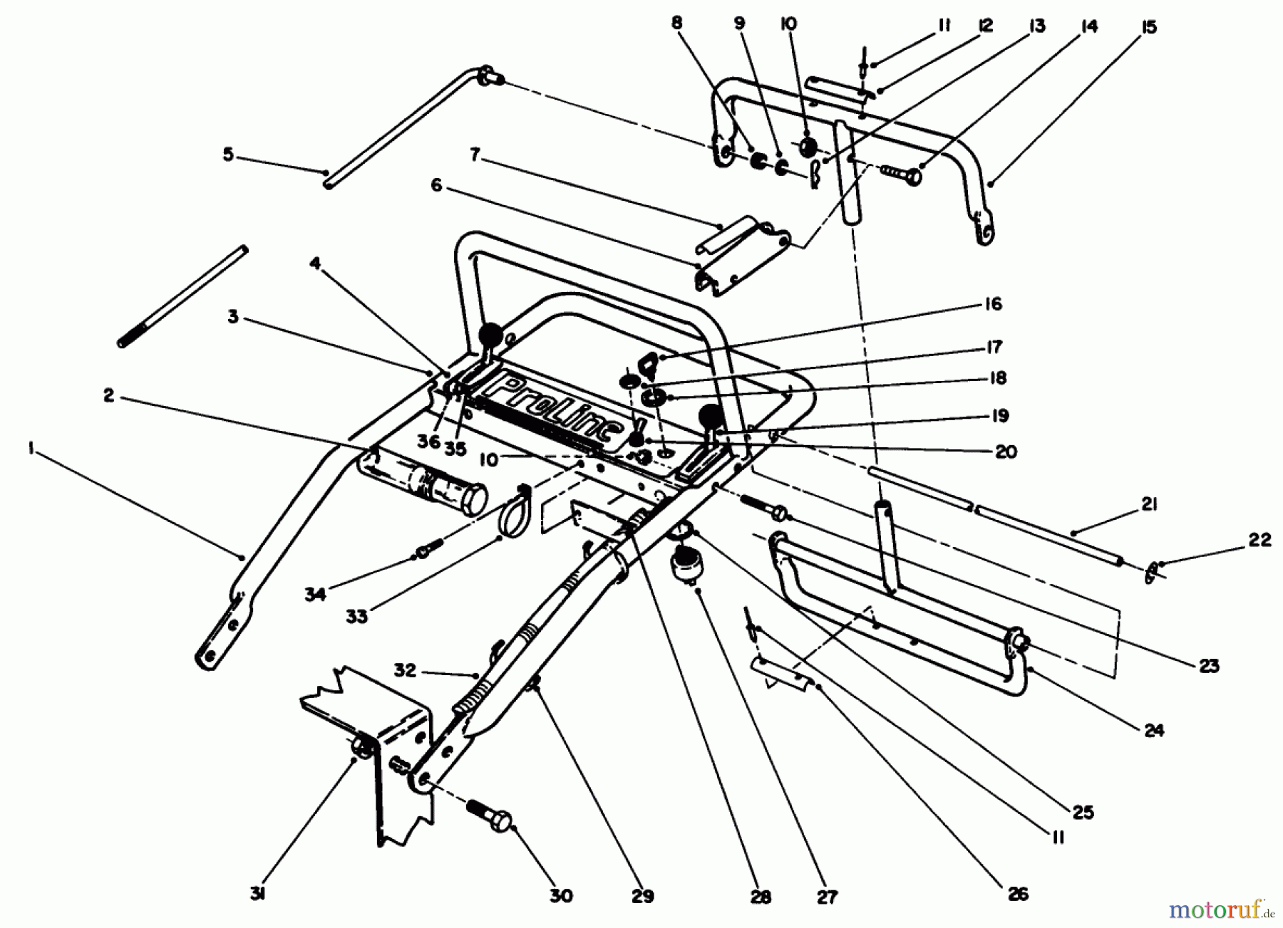 Toro Neu Mowers, Drive Unit Only 30117 - Toro Mid-Size Proline Gear Traction Unit, 16 hp, 1990 (0000001-0999999) HANDLE ASSEMBLY