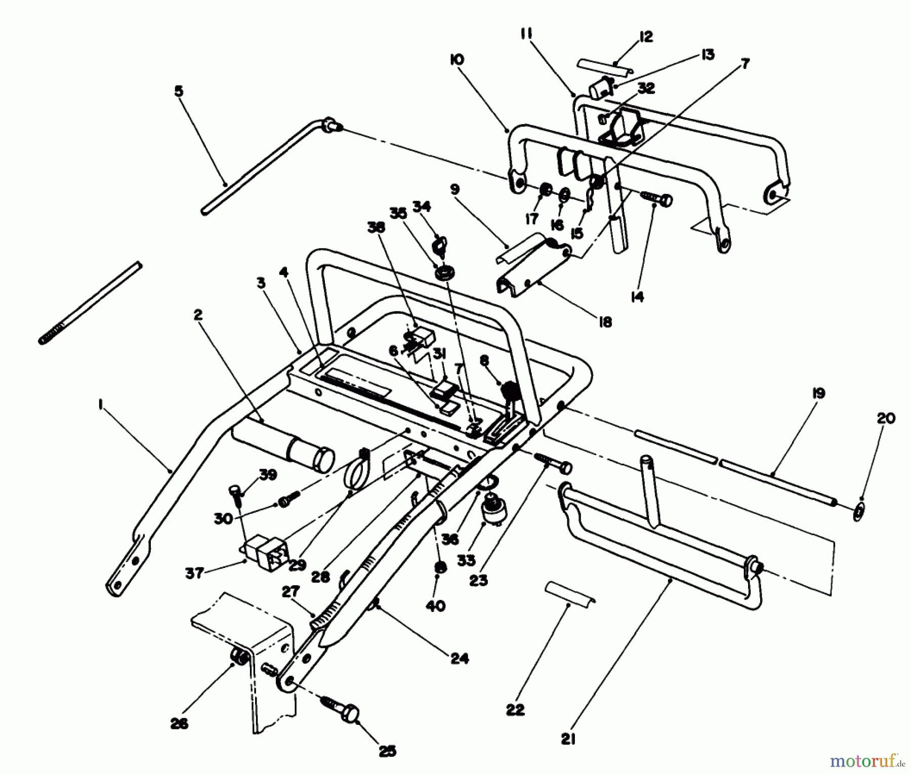  Toro Neu Mowers, Drive Unit Only 30156 - Toro Mid-Size Proline Gear Traction Unit, 12.5 hp, 1991 (100001-199999) HANDLE ASSEMBLY
