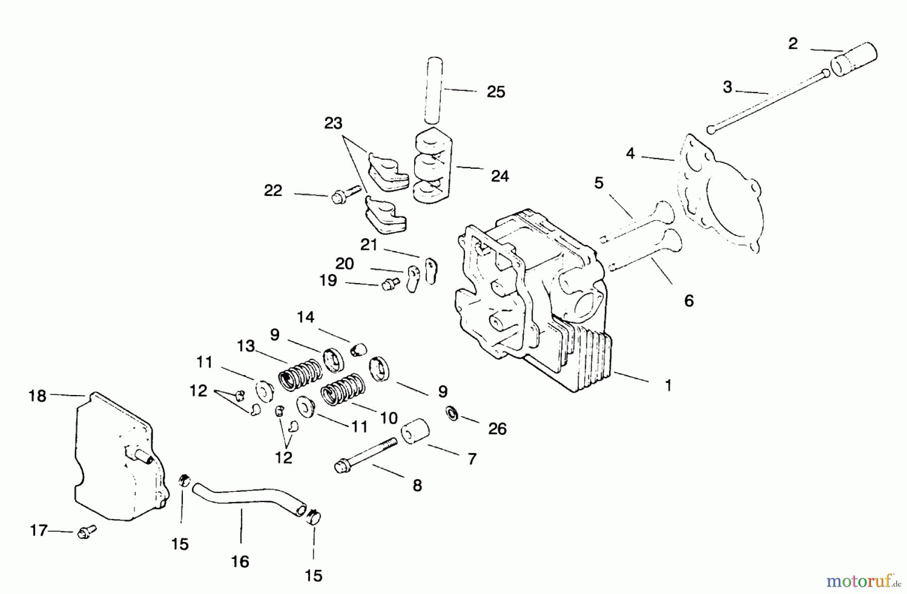 Toro Neu Mowers, Drive Unit Only 30156 - Toro Mid-Size Proline Gear Traction Unit, 12.5 hp, 1994 (490001-499999) CYLINDER HEAD/VALVE/BREATHER-ENGINE KOHLER MODEL NO. CV12.5T-1254