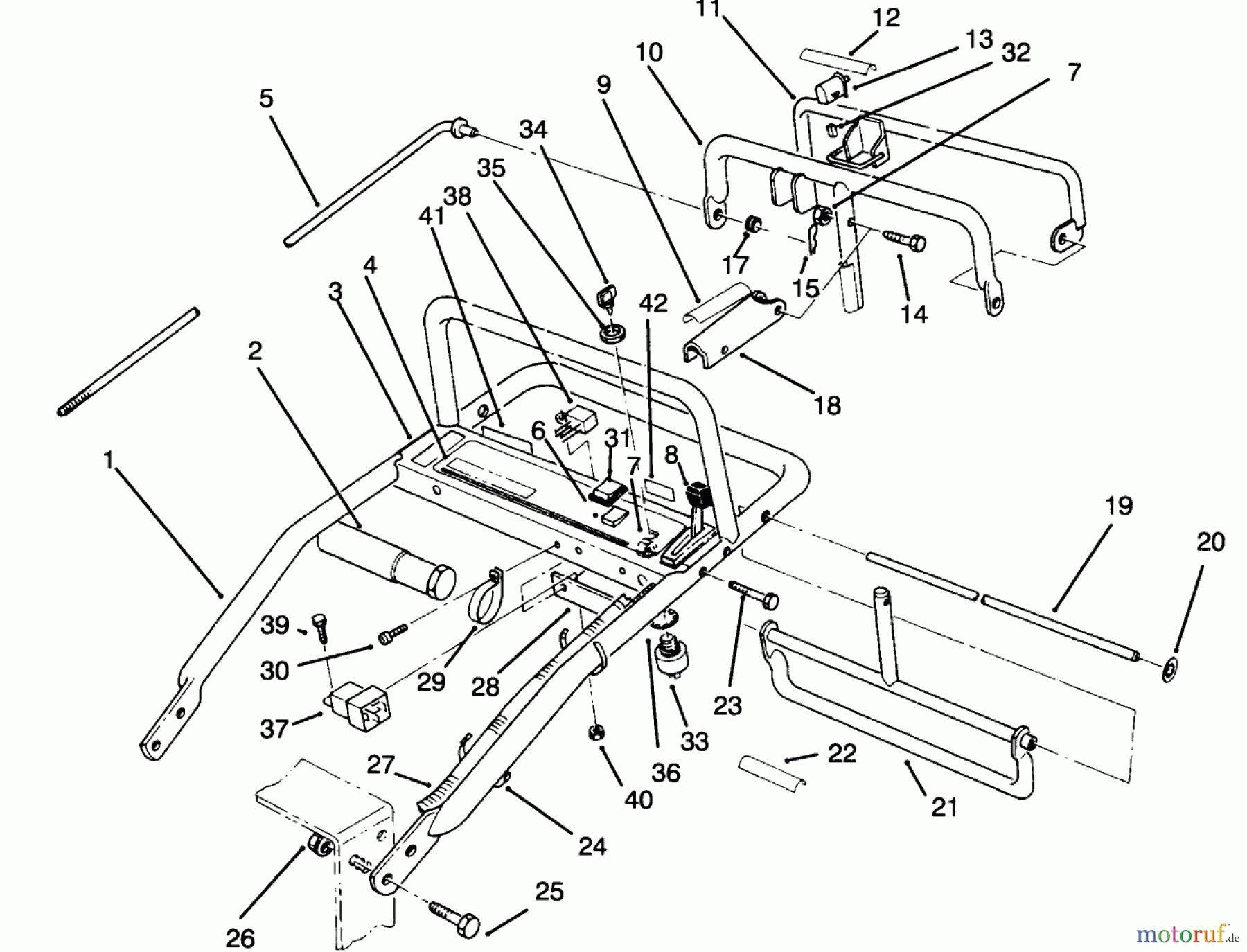 Toro Neu Mowers, Drive Unit Only 30156 - Toro Mid-Size Proline Gear Traction Unit, 12.5 hp, 1994 (490001-499999) HANDLE ASSEMBLY