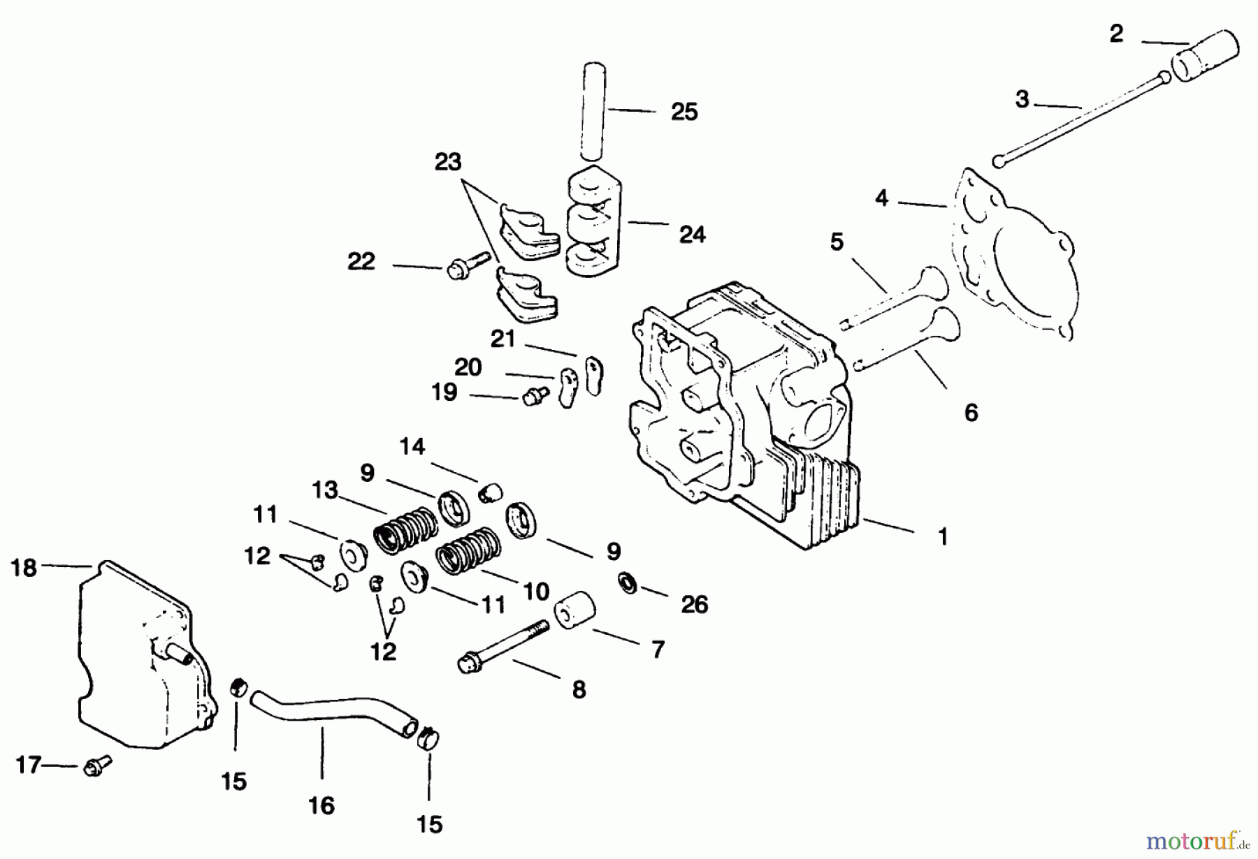 Toro Neu Mowers, Drive Unit Only 30157 - Toro Mid-Size Proline Gear Traction Unit, 12.5 hp, 1994 (490001-499999) CYLINDER HEAD/VALVE/BREATHER-ENGINE KOHLER MODEL NO. CV12.5T-1254