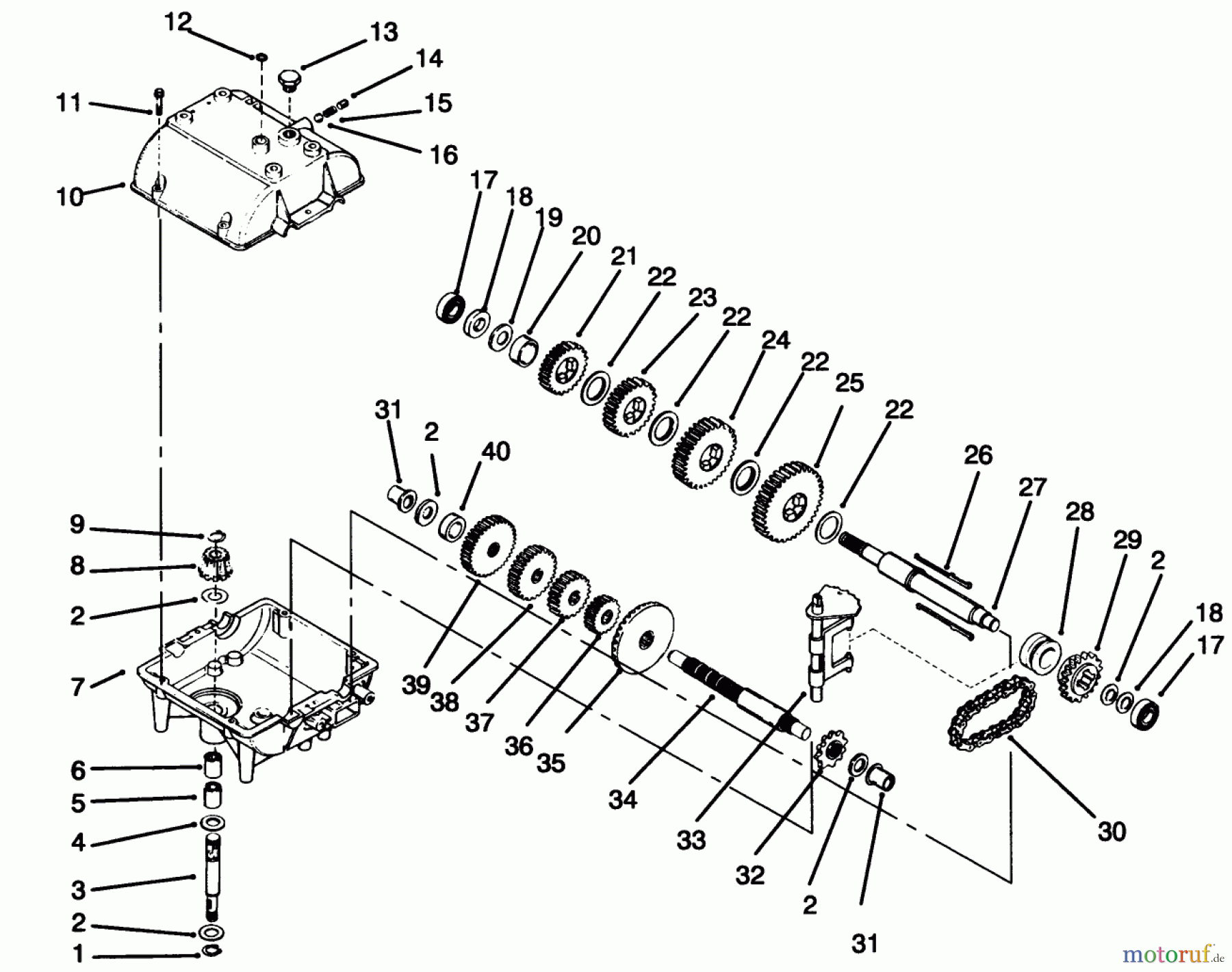 Toro Neu Mowers, Drive Unit Only 30157 - Toro Mid-Size Proline Gear Traction Unit, 12.5 hp, 1994 (490001-499999) PEERLESS TRANSMISSION MODEL NO. 700-039