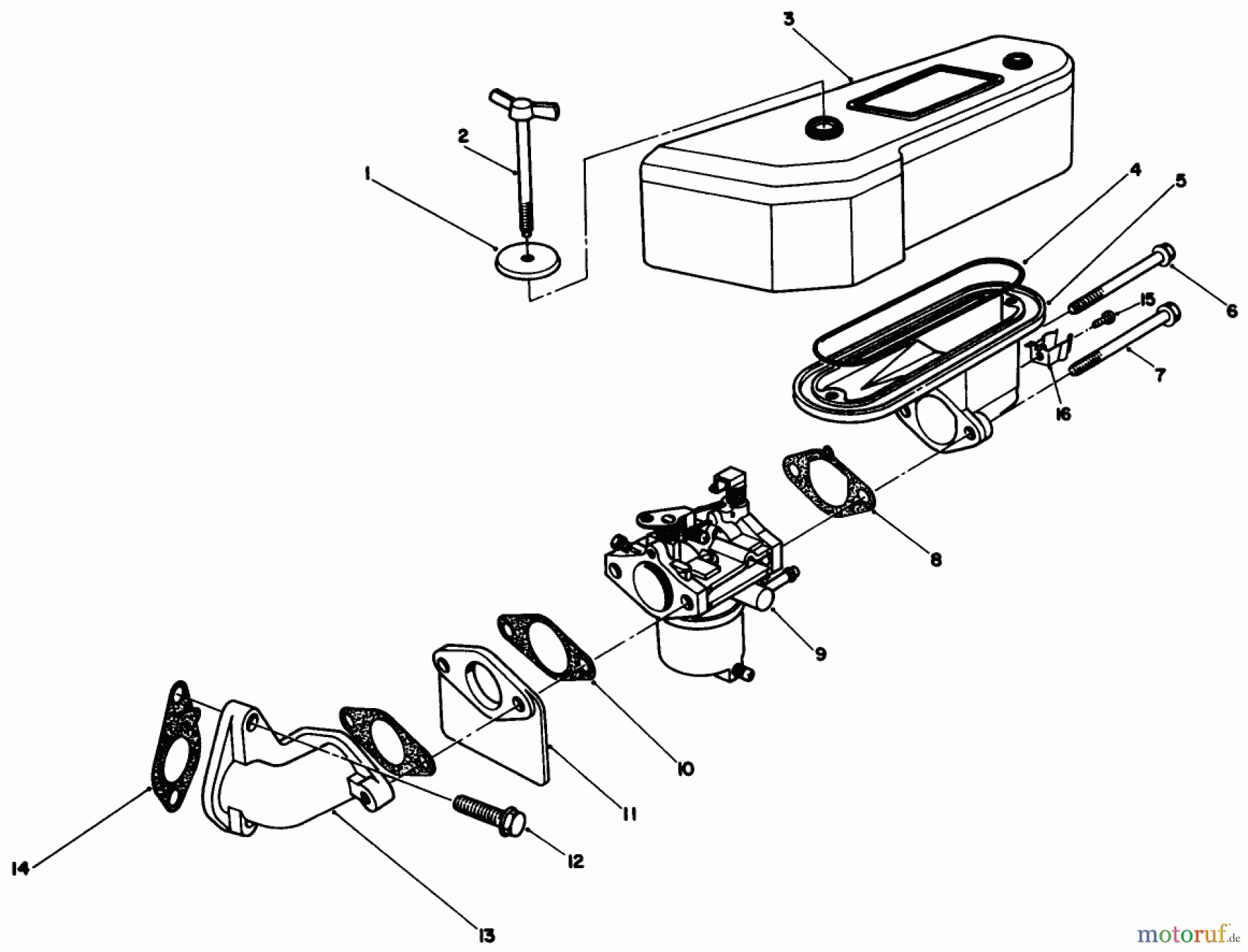  Toro Neu Mowers, Drive Unit Only 30165 - Toro Mid-Size Proline Gear Traction Unit, 12.5 hp, 1991 (1000001-1999999) AIR CLEANER & CARBURETOR ASSEMBLY