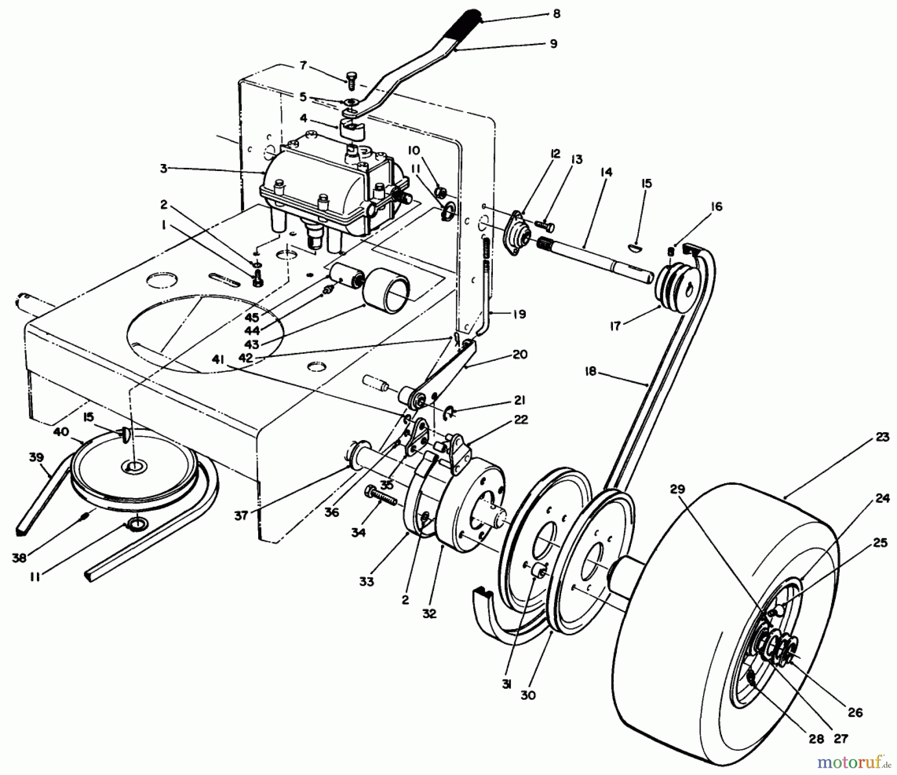Toro Neu Mowers, Drive Unit Only 30165 - Toro Mid-Size Proline Gear Traction Unit, 12.5 hp, 1991 (1000001-1999999) AXLE ASSEMBLY