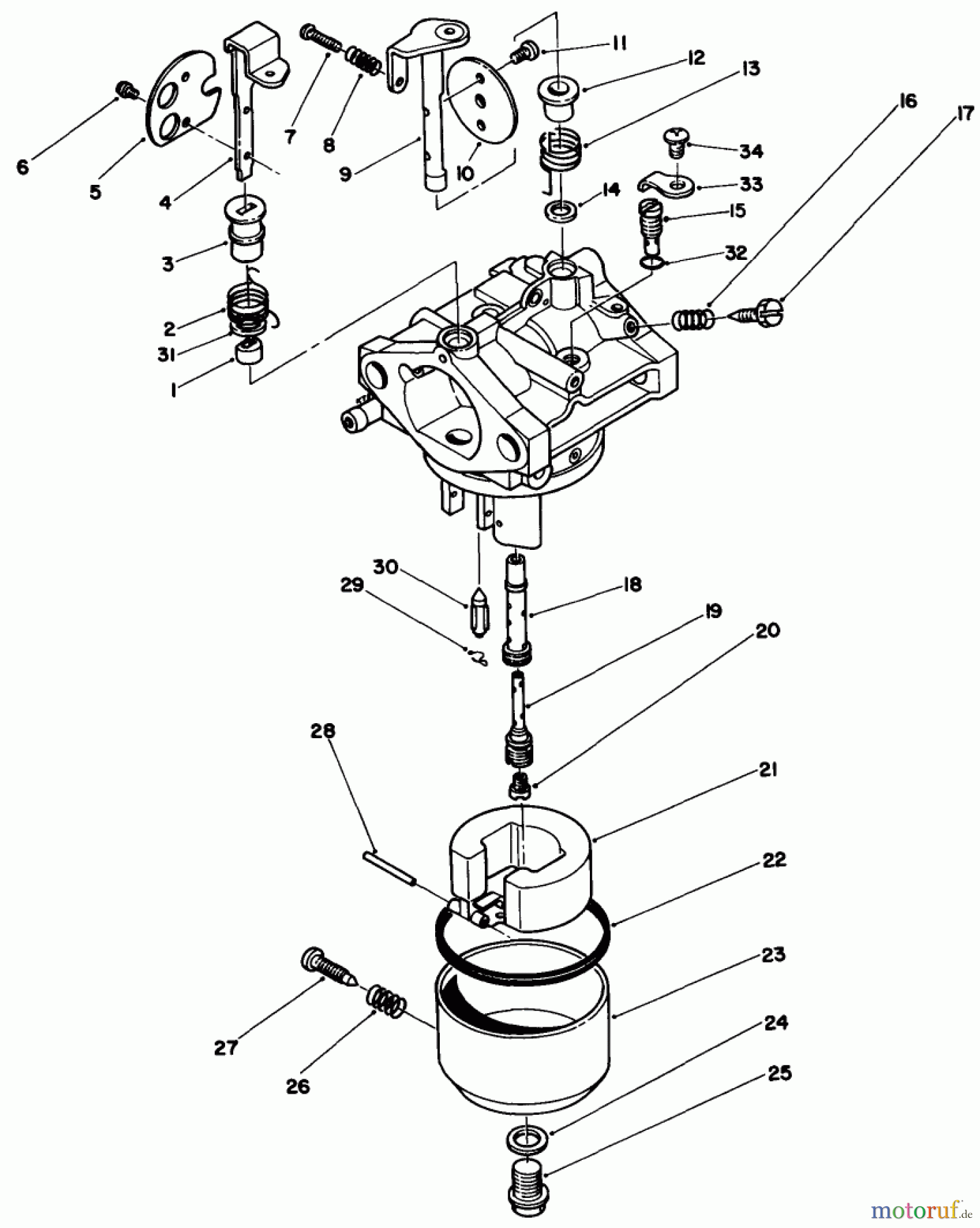 Toro Neu Mowers, Drive Unit Only 30165 - Toro Mid-Size Proline Gear Traction Unit, 12.5 hp, 1991 (1000001-1999999) CARBURETOR ASSEMBLY