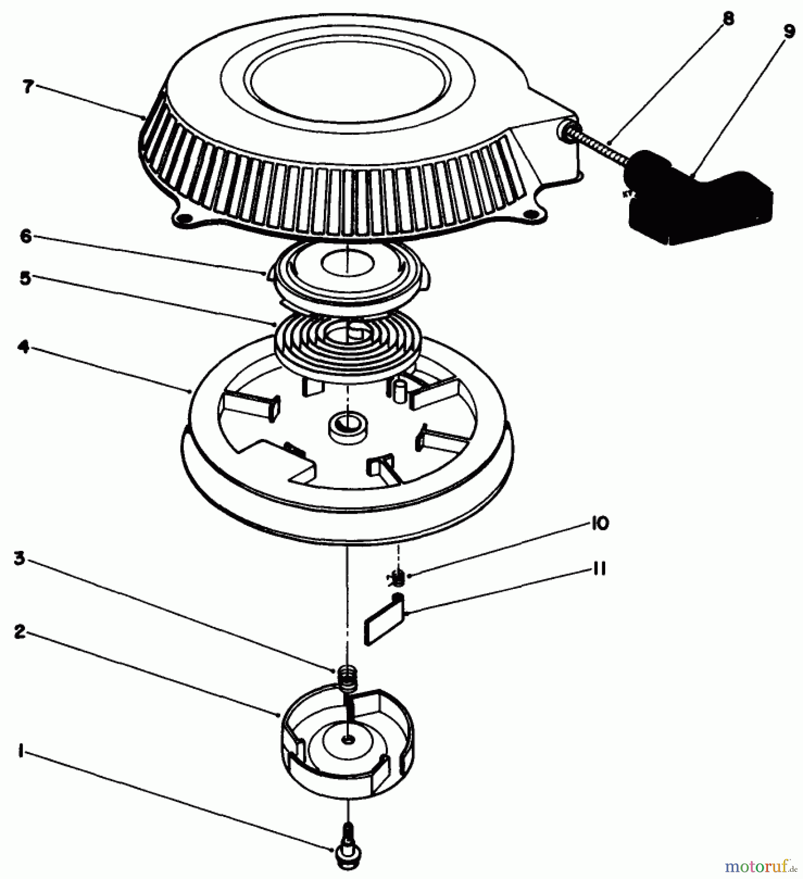 Toro Neu Mowers, Drive Unit Only 30165 - Toro Mid-Size Proline Gear Traction Unit, 12.5 hp, 1991 (1000001-1999999) RECOIL ASSEMBLY