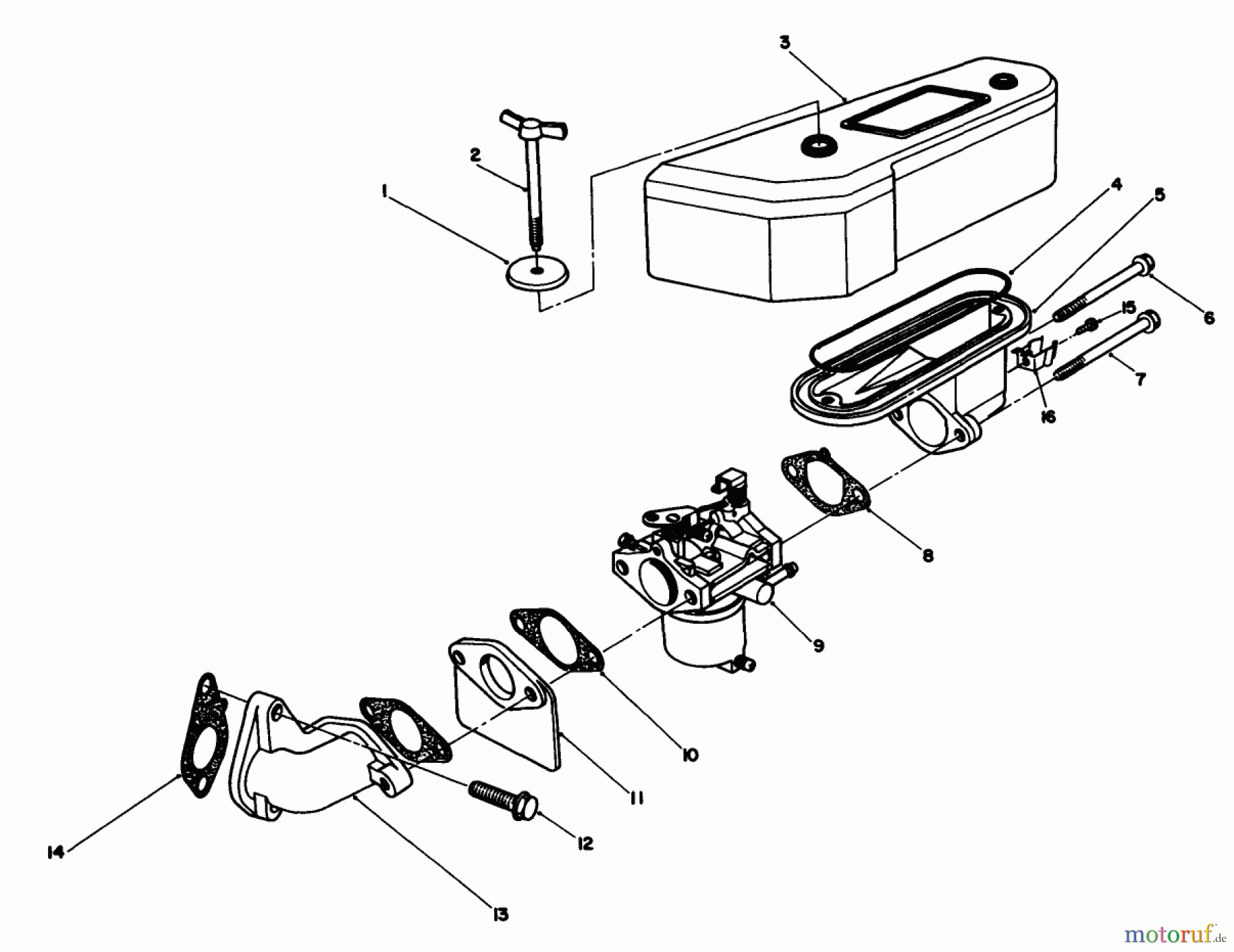  Toro Neu Mowers, Drive Unit Only 30165 - Toro Mid-Size Proline Gear Traction Unit, 12.5 hp, 1992 (2000001-2999999) AIR CLEANER & CARBURETOR ASSEMBLY