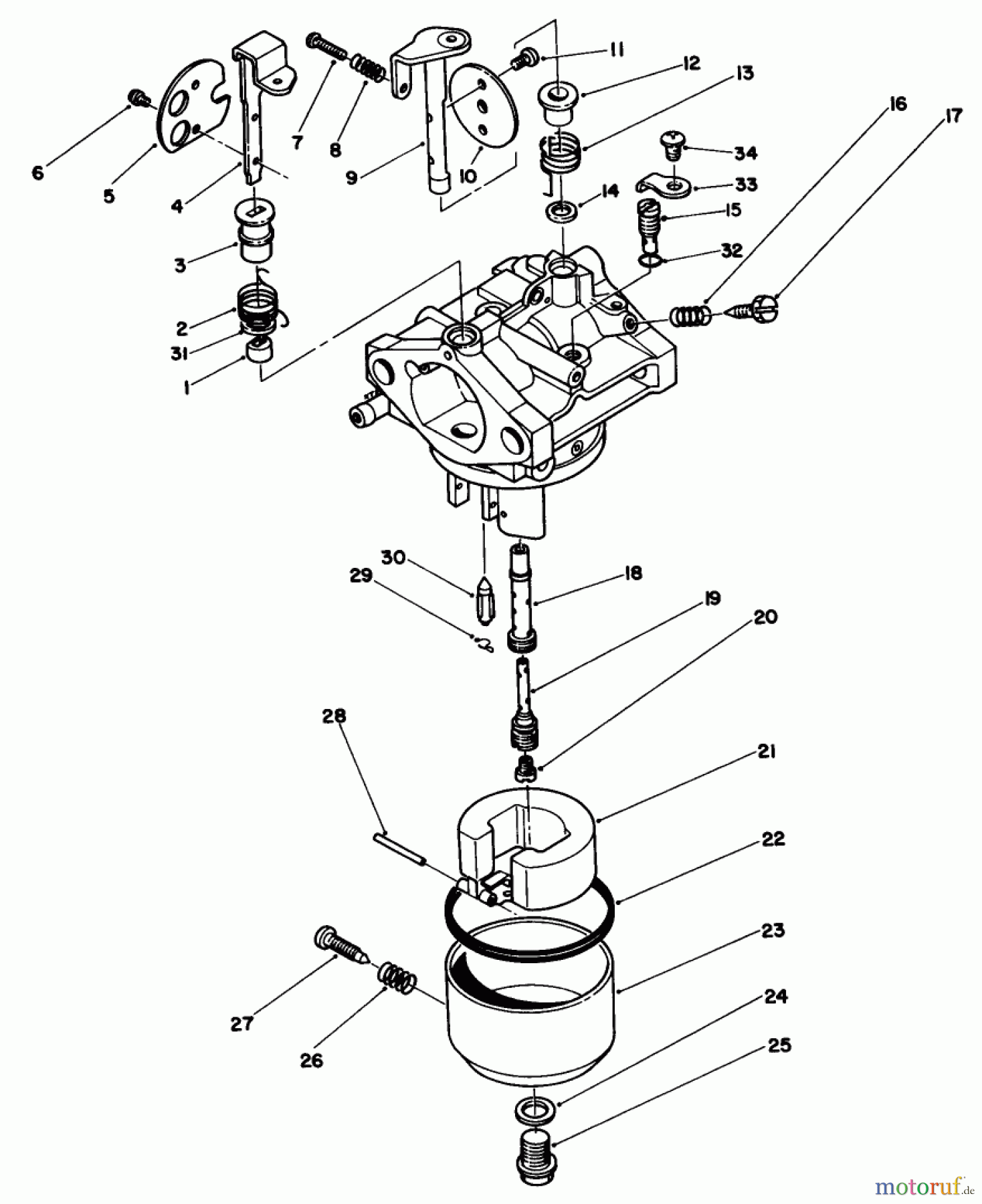 Toro Neu Mowers, Drive Unit Only 30165 - Toro Mid-Size Proline Gear Traction Unit, 12.5 hp, 1992 (2000001-2999999) CARBURETOR ASSEMBLY