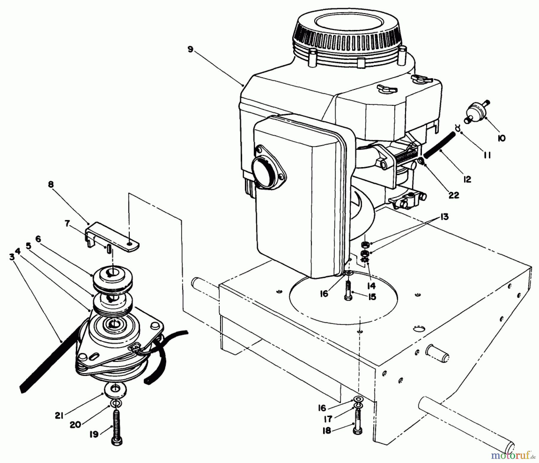 Toro Neu Mowers, Drive Unit Only 30165 - Toro Mid-Size Proline Gear Traction Unit, 12.5 hp, 1993 (3900001-3999999) ENGINE & CLUTCH ASSEMBLY