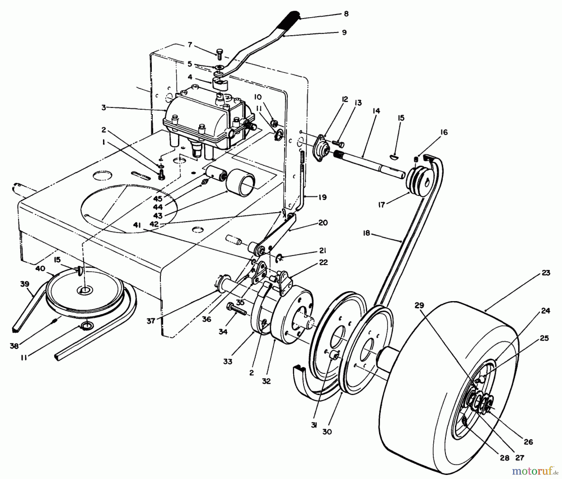 Toro Neu Mowers, Drive Unit Only 30170 - Toro Mid-Size Proline Gear Traction Unit, 12.5 hp, 1991 (1000001-1999999) AXLE ASSEMBLY