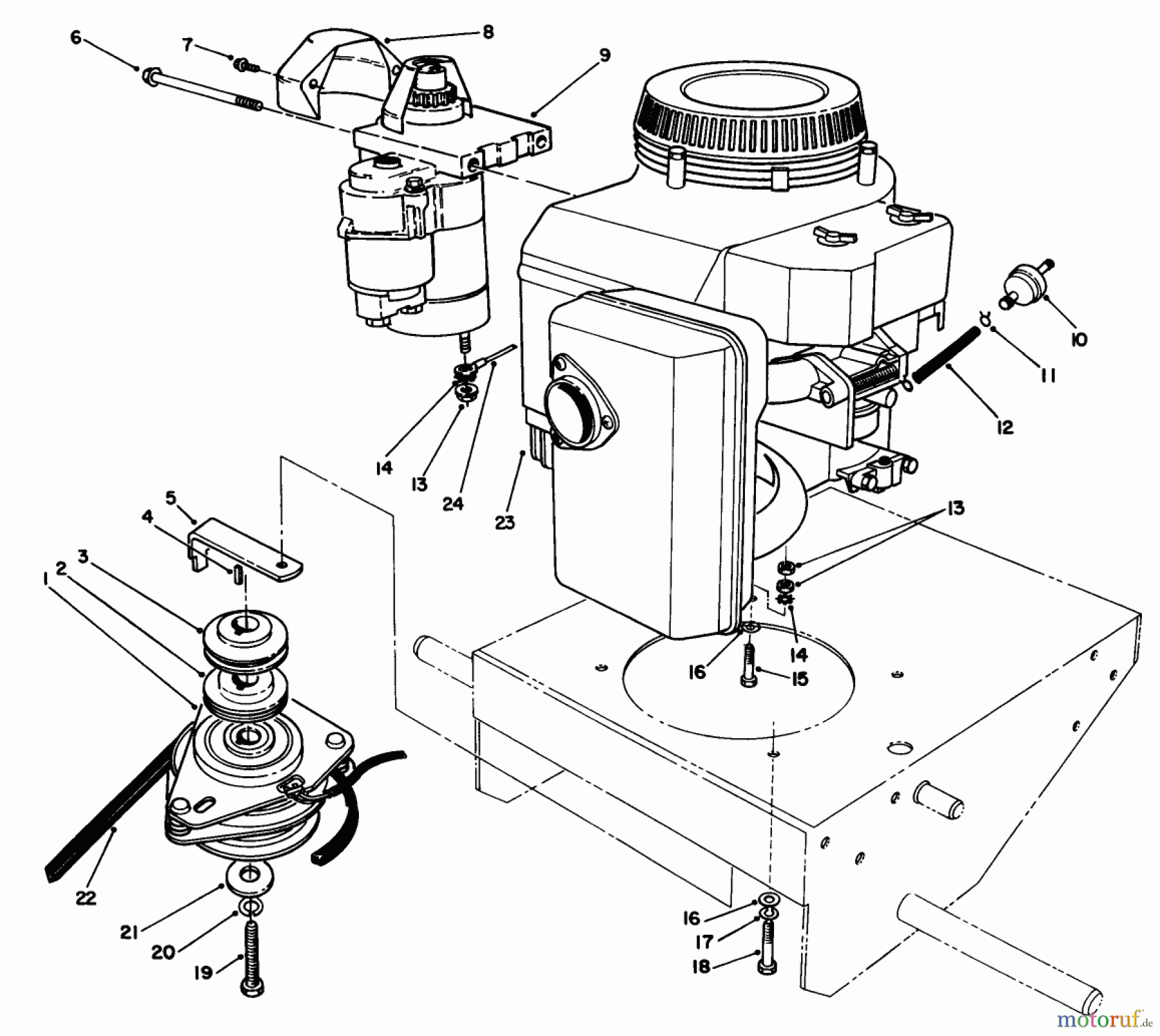 Toro Neu Mowers, Drive Unit Only 30170 - Toro Mid-Size Proline Gear Traction Unit, 12.5 hp, 1991 (1000001-1999999) ENGINE & CLUTCH ASSEMBLY