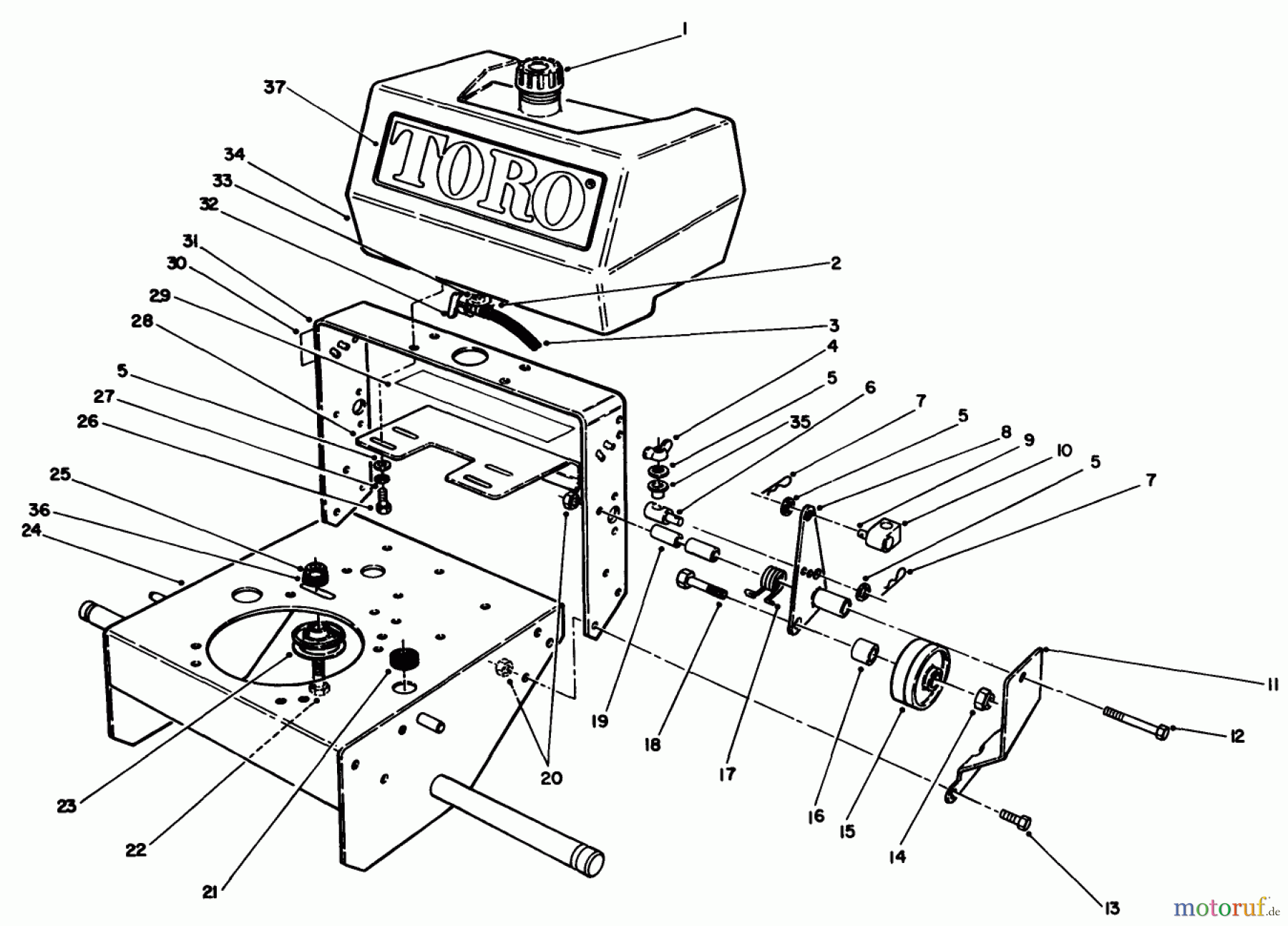 Toro Neu Mowers, Drive Unit Only 30170 - Toro Mid-Size Proline Gear Traction Unit, 12.5 hp, 1991 (1000001-1999999) FRAME ASSEMBLY