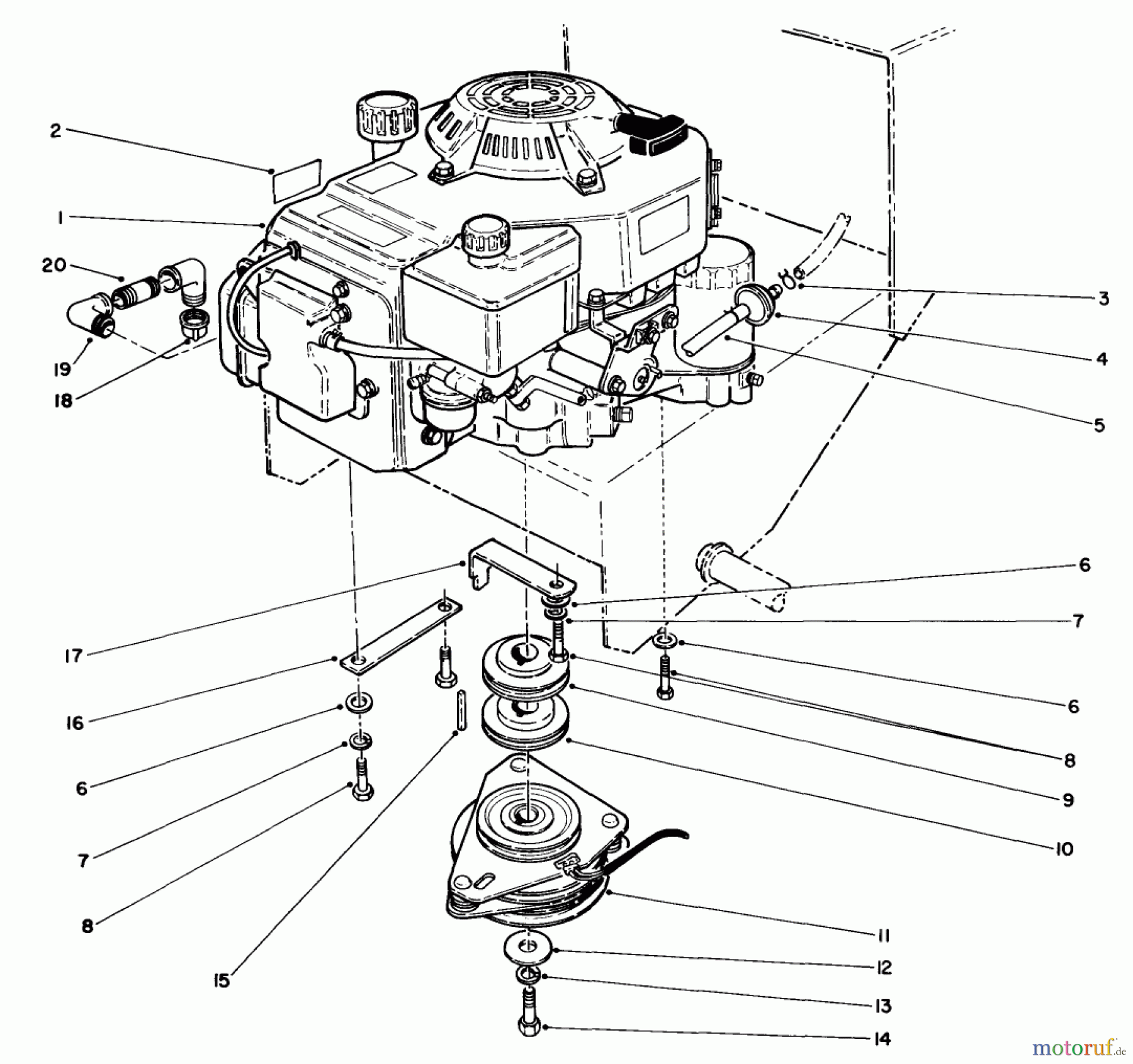 Toro Neu Mowers, Drive Unit Only 30175 - Toro Mid-Size Proline Gear Traction Unit, 14 hp, 1992 (20000001-29999999) ENGINE ASSEMBLY