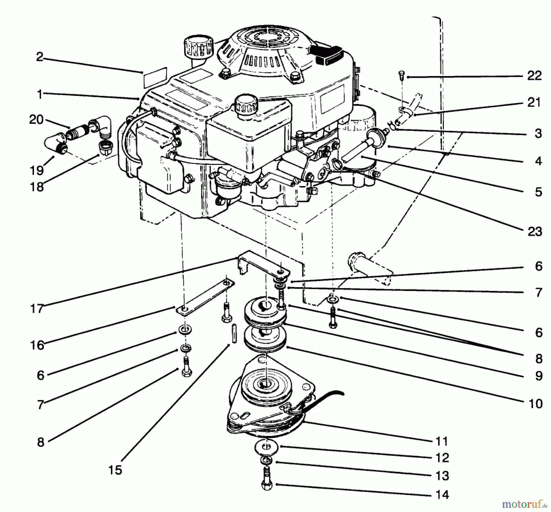 Toro Neu Mowers, Drive Unit Only 30175 - Toro Mid-Size Proline Gear Traction Unit, 14 hp, 1994 (49000001-49999999) ENGINE ASSEMBLY