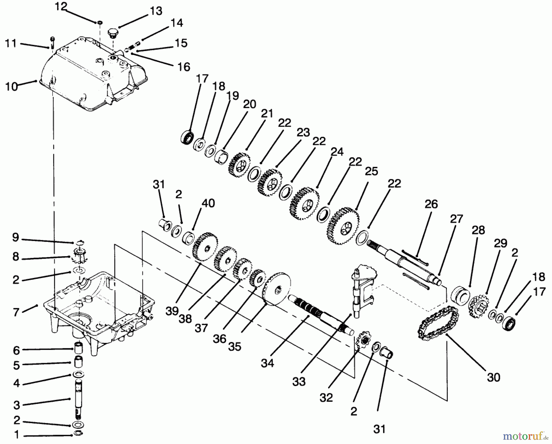  Toro Neu Mowers, Drive Unit Only 30175 - Toro Mid-Size Proline Gear Traction Unit, 14 hp, 1994 (49000001-49999999) PEERLESS TRANSMISSION MODEL NO. 700-039