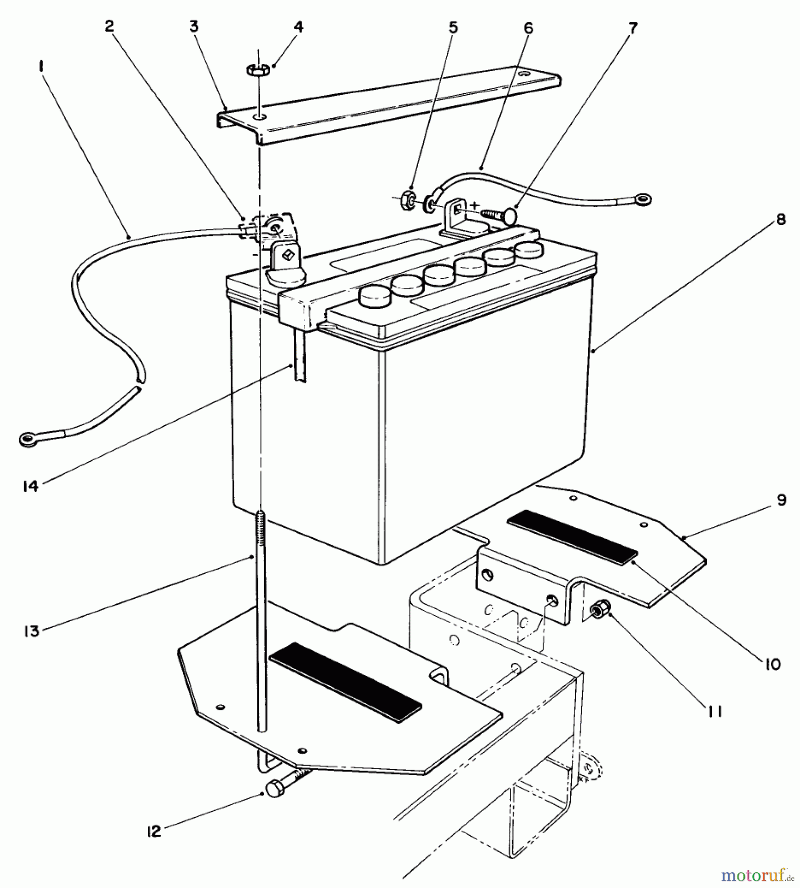 Toro Neu Mowers, Drive Unit Only 30180 - Toro Mid-Size Proline Gear Traction Unit, 16 hp, 1991 (100001-199999) BATTERY ASSEMBLY