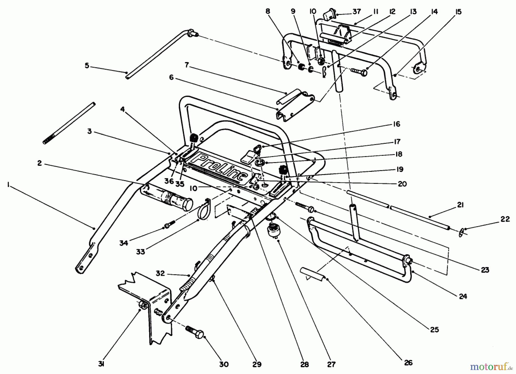 Toro Neu Mowers, Drive Unit Only 30180 - Toro Mid-Size Proline Gear Traction Unit, 16 hp, 1991 (100001-199999) HANDLE ASSEMBLY