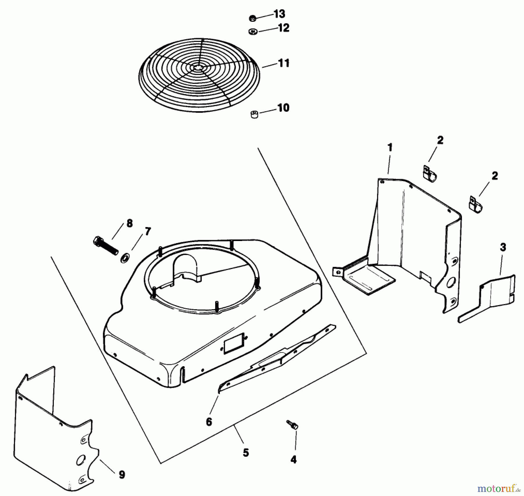  Toro Neu Mowers, Drive Unit Only 30180 - Toro Mid-Size Proline Gear Traction Unit, 16 hp, 1992 (200001-299999) BAFFLE & SHROUD-ENGINE MODEL NO. MV16S-TYPE 56519