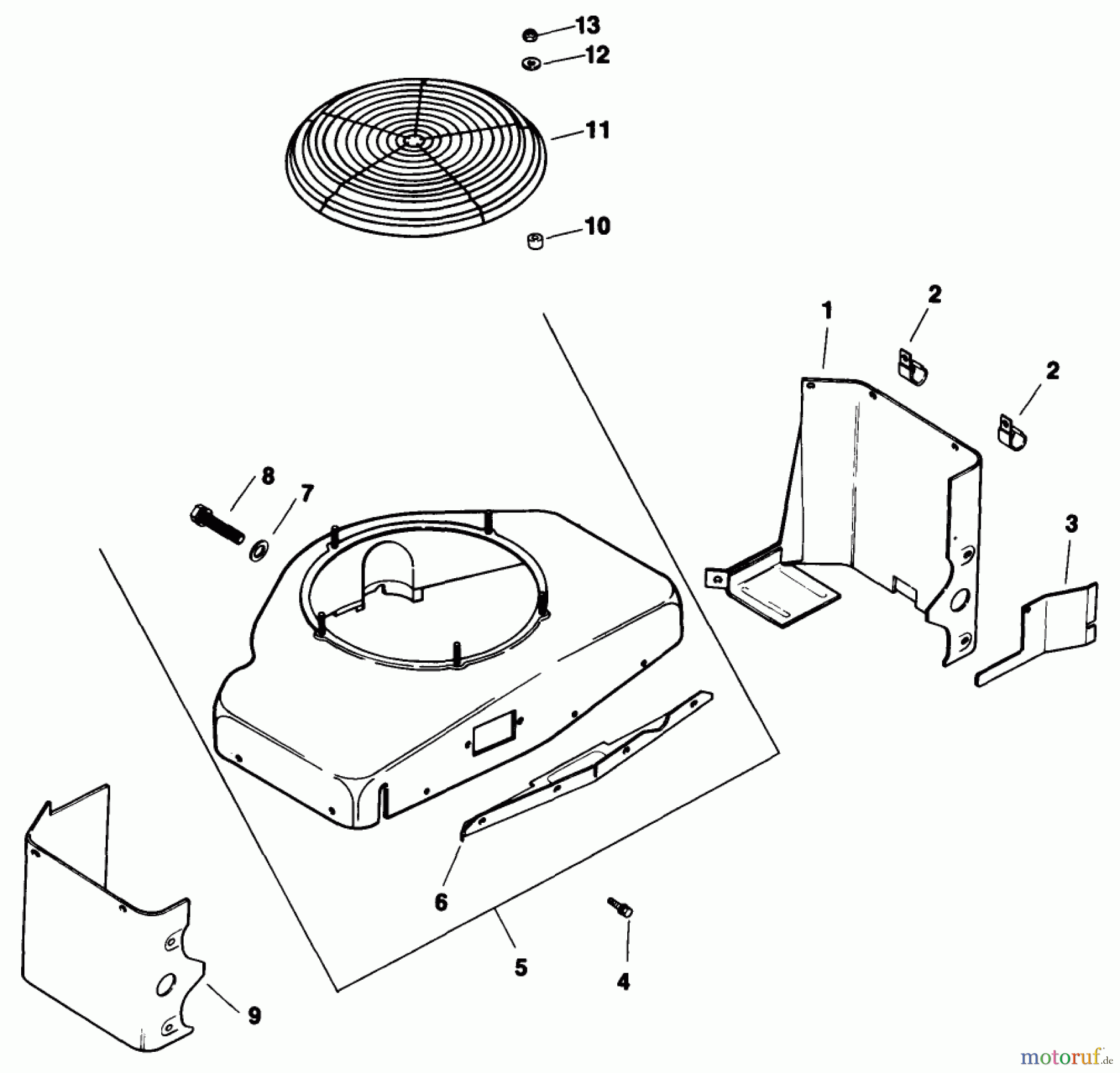 Toro Neu Mowers, Drive Unit Only 30180 - Toro Mid-Size Proline Gear Traction Unit, 16 hp, 1993 (390001-399999) BAFFLE & SHROUD-ENGINE MODEL NO. MV16S-TYPE 56519
