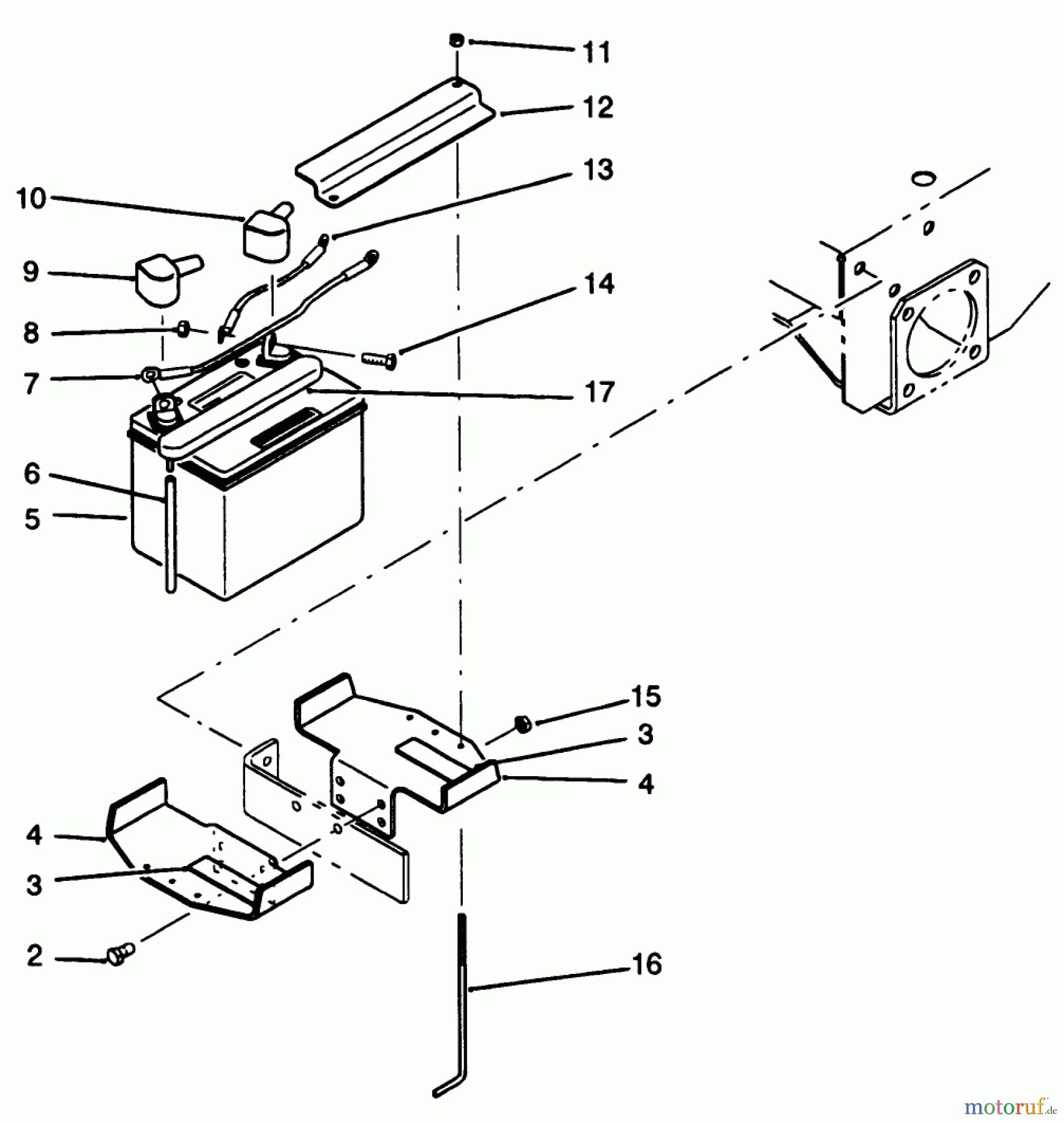  Toro Neu Mowers, Drive Unit Only 30180 - Toro Mid-Size Proline Gear Traction Unit, 16 hp, 1993 (390001-399999) BATTERY ASSEMBLY