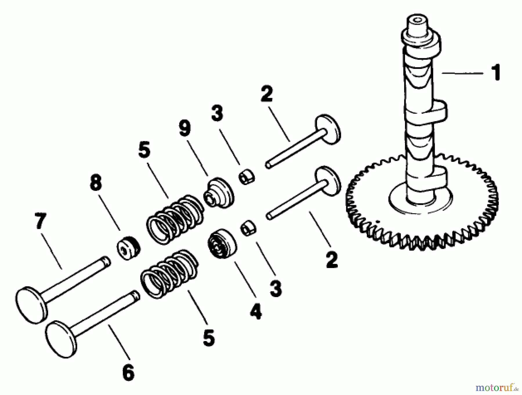  Toro Neu Mowers, Drive Unit Only 30180 - Toro Mid-Size Proline Gear Traction Unit, 16 hp, 1993 (390001-399999) CAMSHAFT & VALVES-ENGINE MODEL NO. MV16S-TYPE 56519